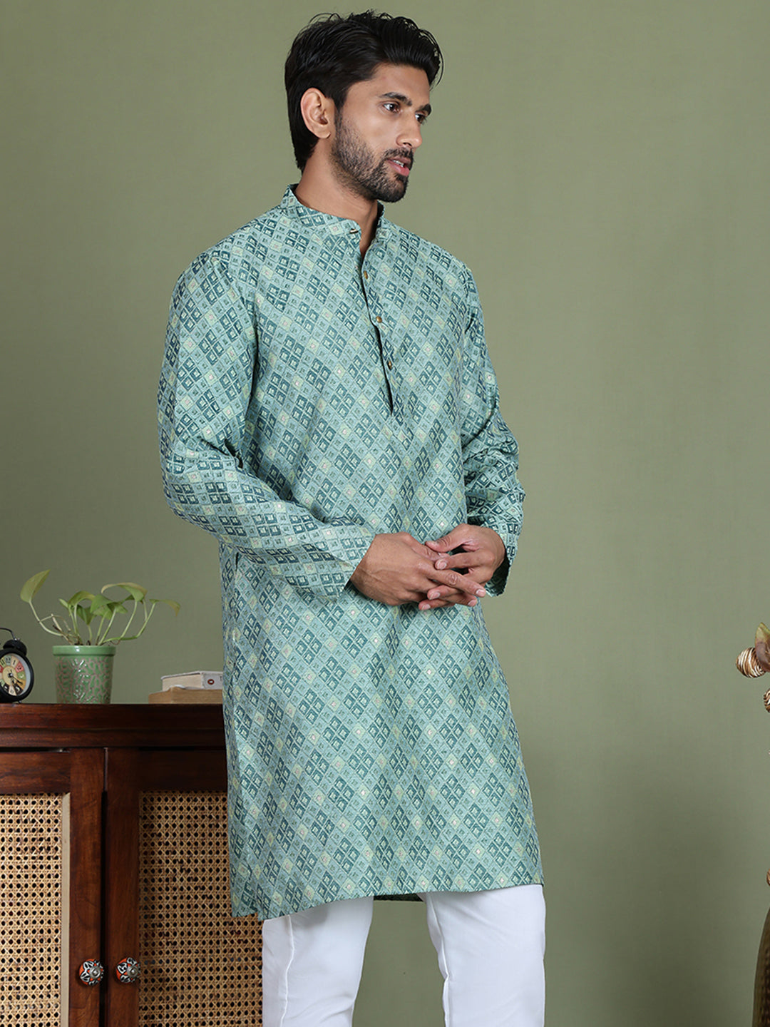 Blue Woven Design Straight Kurtas ( ko 5153Blue )
