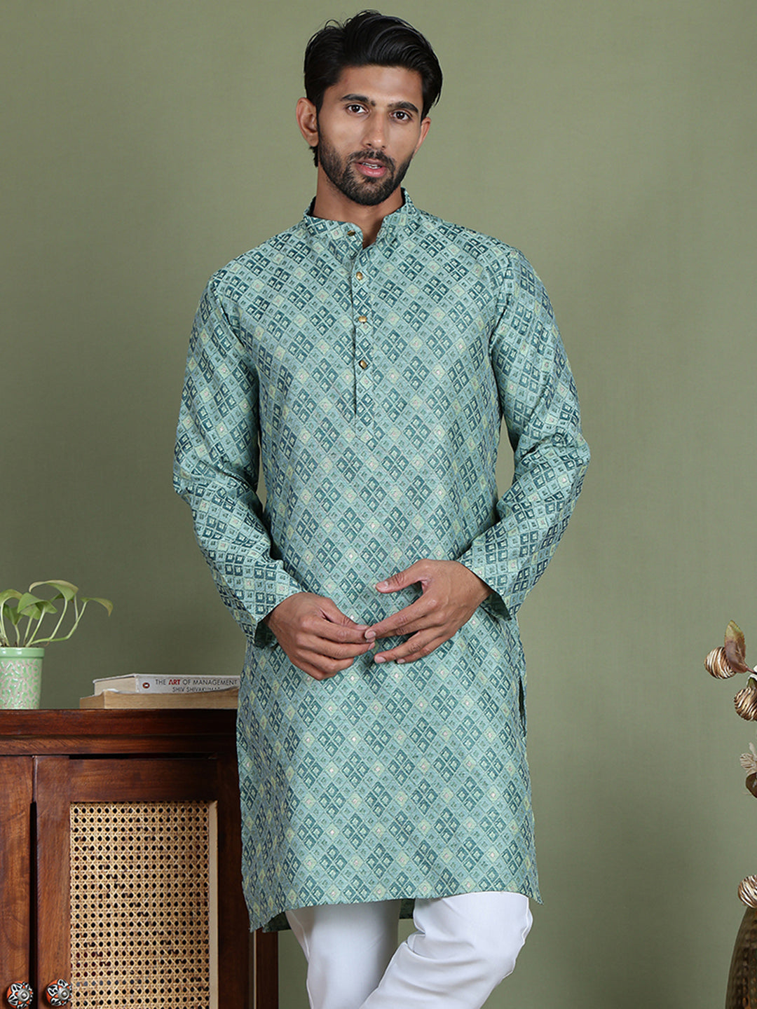 Blue Woven Design Straight Kurtas ( ko 5153Blue )