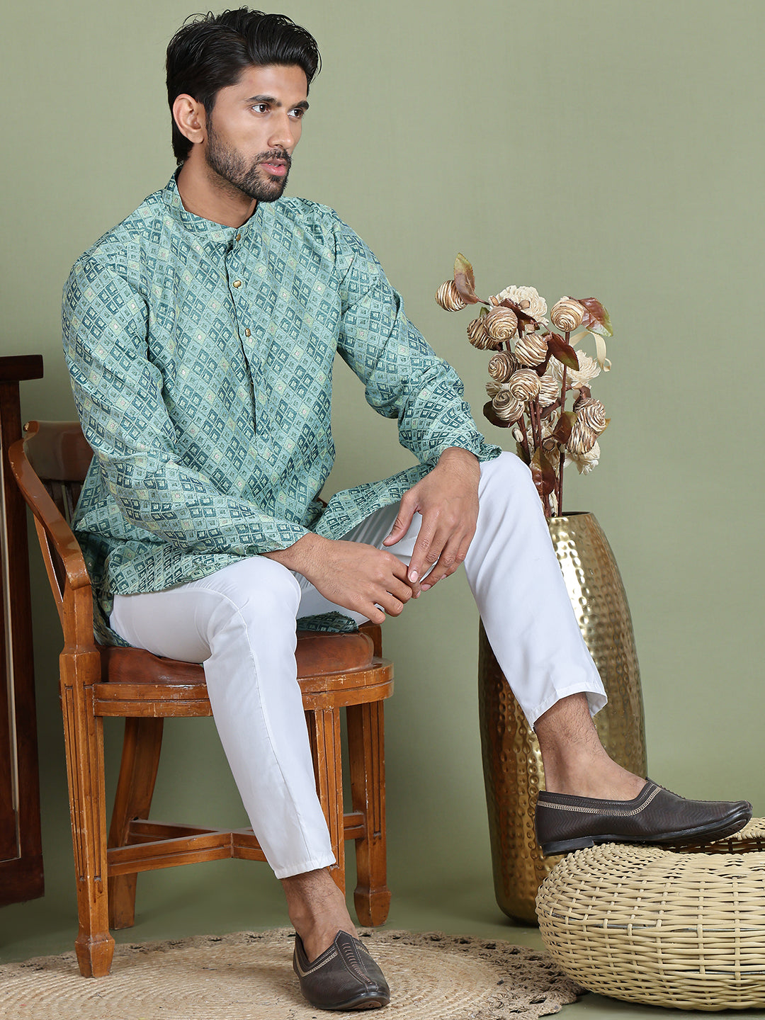 Blue Woven Design Straight Kurtas ( ko 5153Blue )