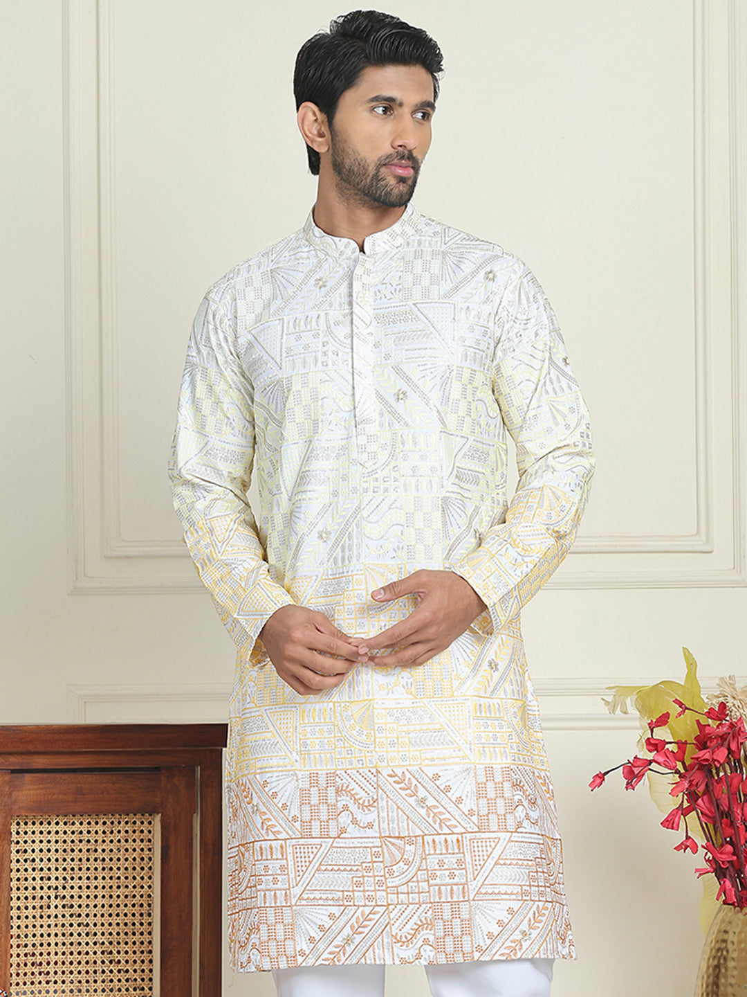 Embroidered, Ombre Design Kurtas ( KO 5186 Yellow )
