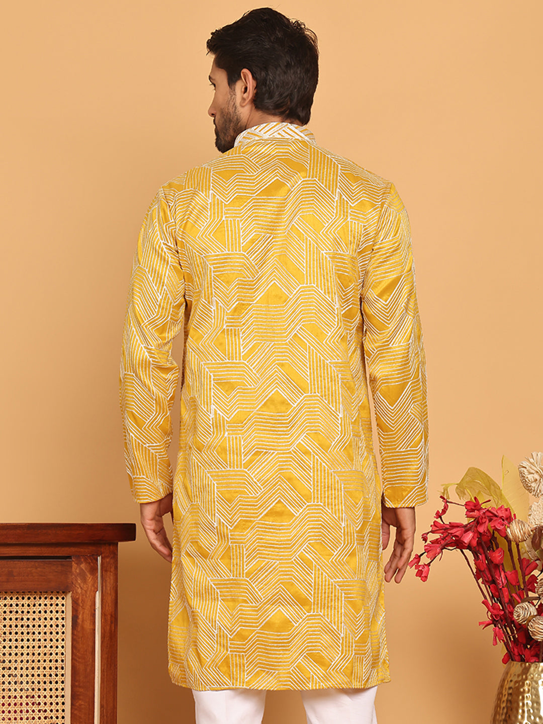 Embroidered straight Kurtas ( KO 5187 Mustard )