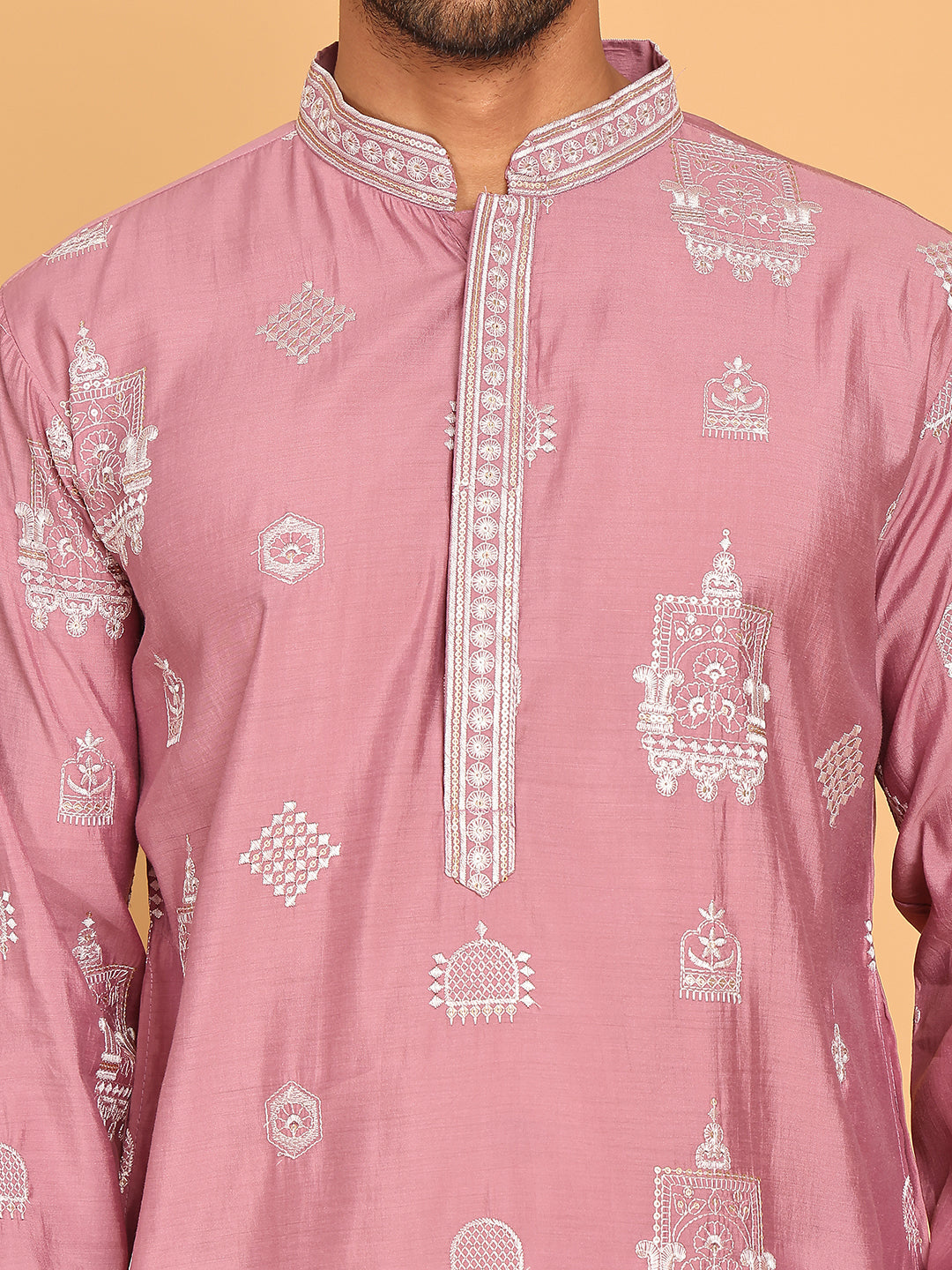 Embroidered Silk Blend Kurtas ( KO 5191 Magenta )