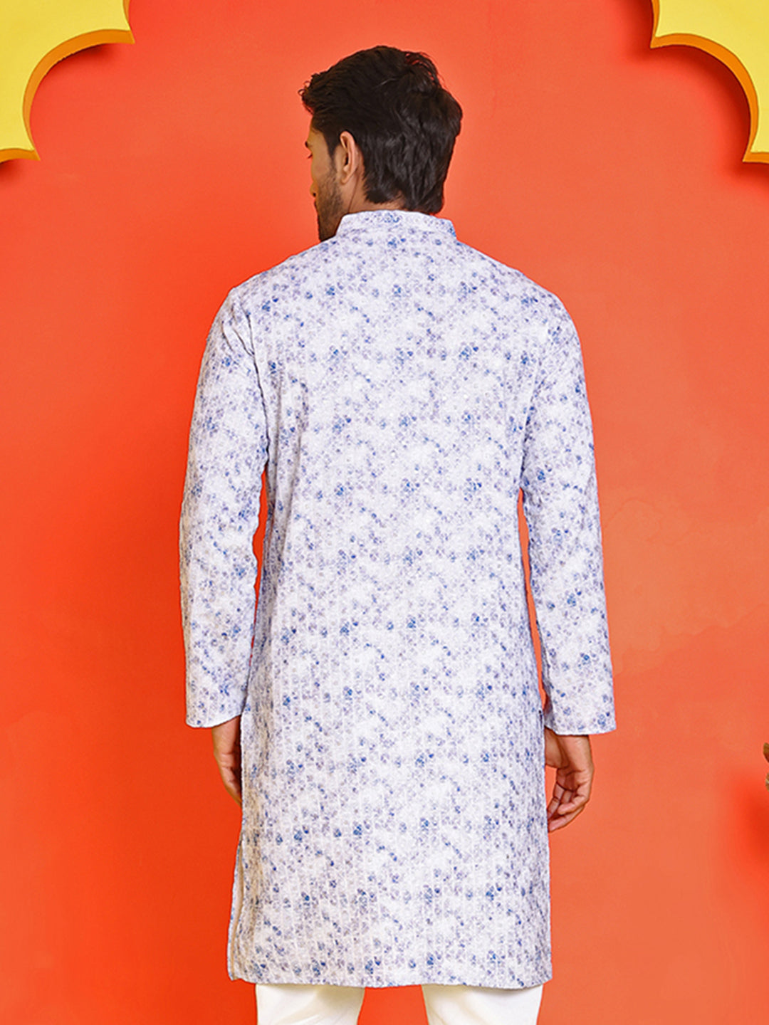 Sequin Embroidered Pure Cotton Kurtas ( KO 5208 Blue )