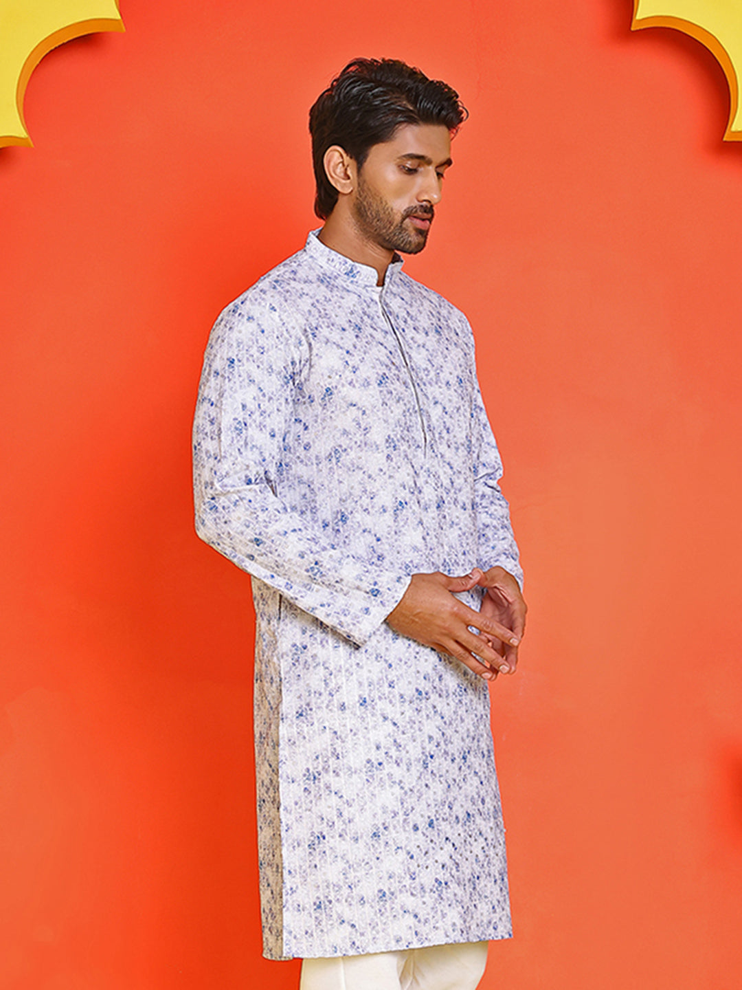 Sequin Embroidered Pure Cotton Kurtas ( KO 5208 Blue )