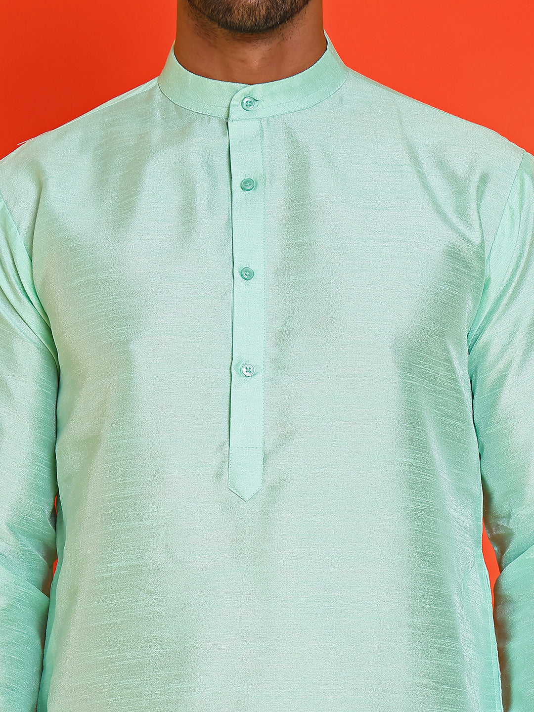 Solid Dupion Silk Kurtas for Men ( KO 5209 Green )