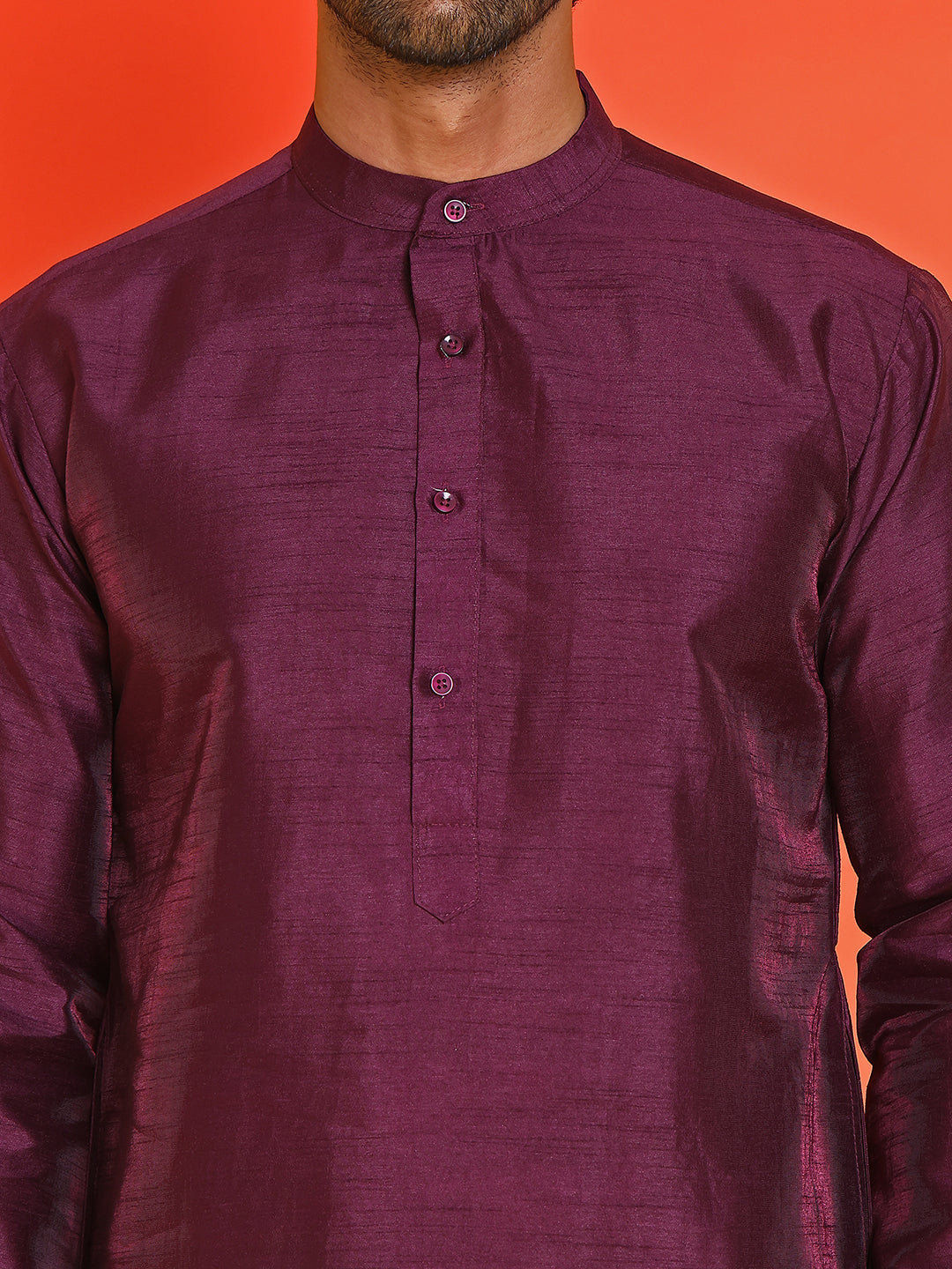 Solid Dupion Silk Kurtas for Men ( KO 5209 Purple )