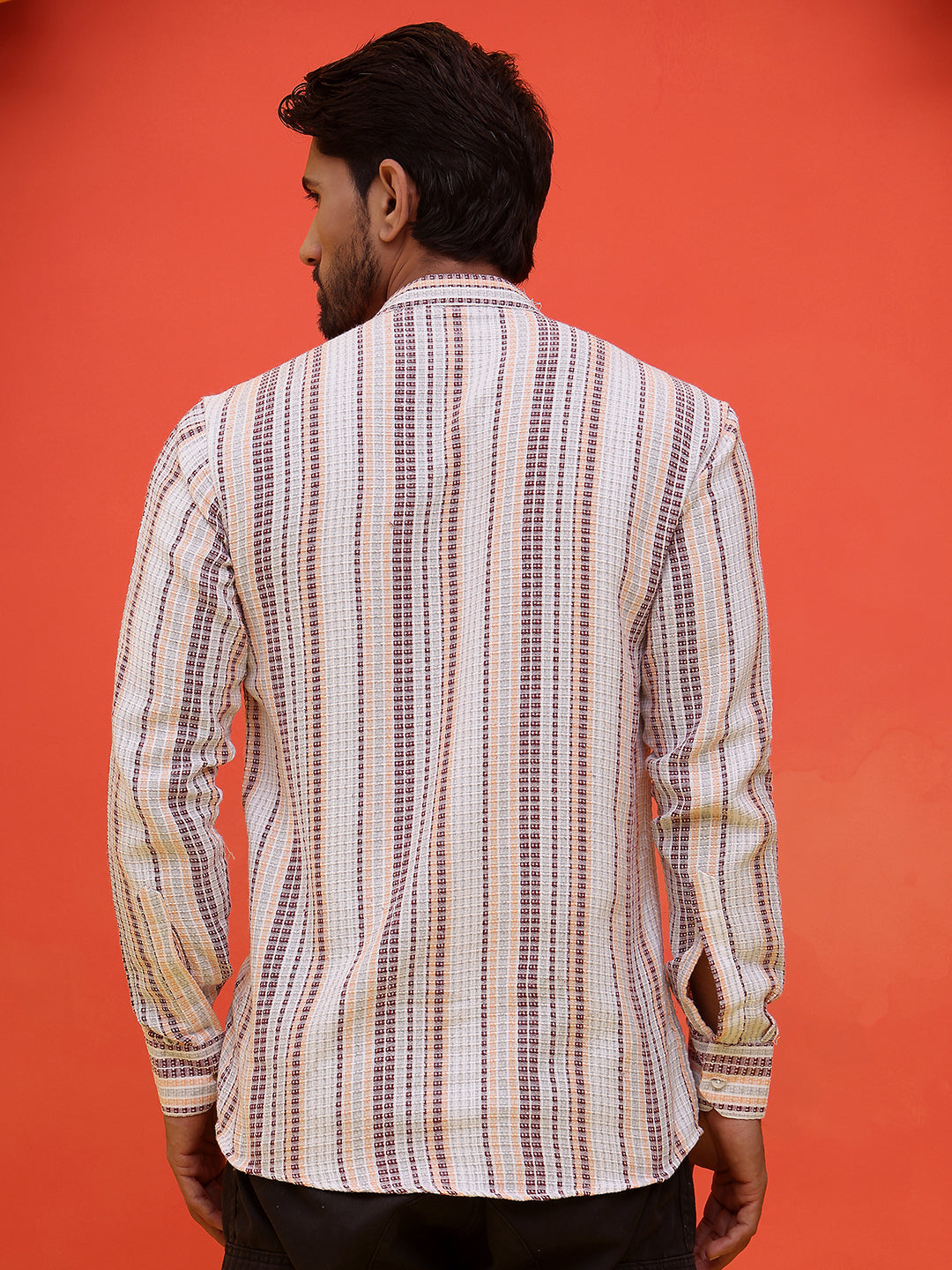 Striped Cotton short Kurtas ( KO 5214 Purple )