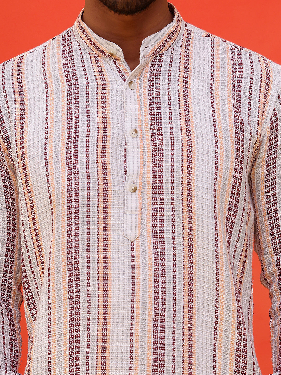 Striped Cotton short Kurtas ( KO 5214 Purple )