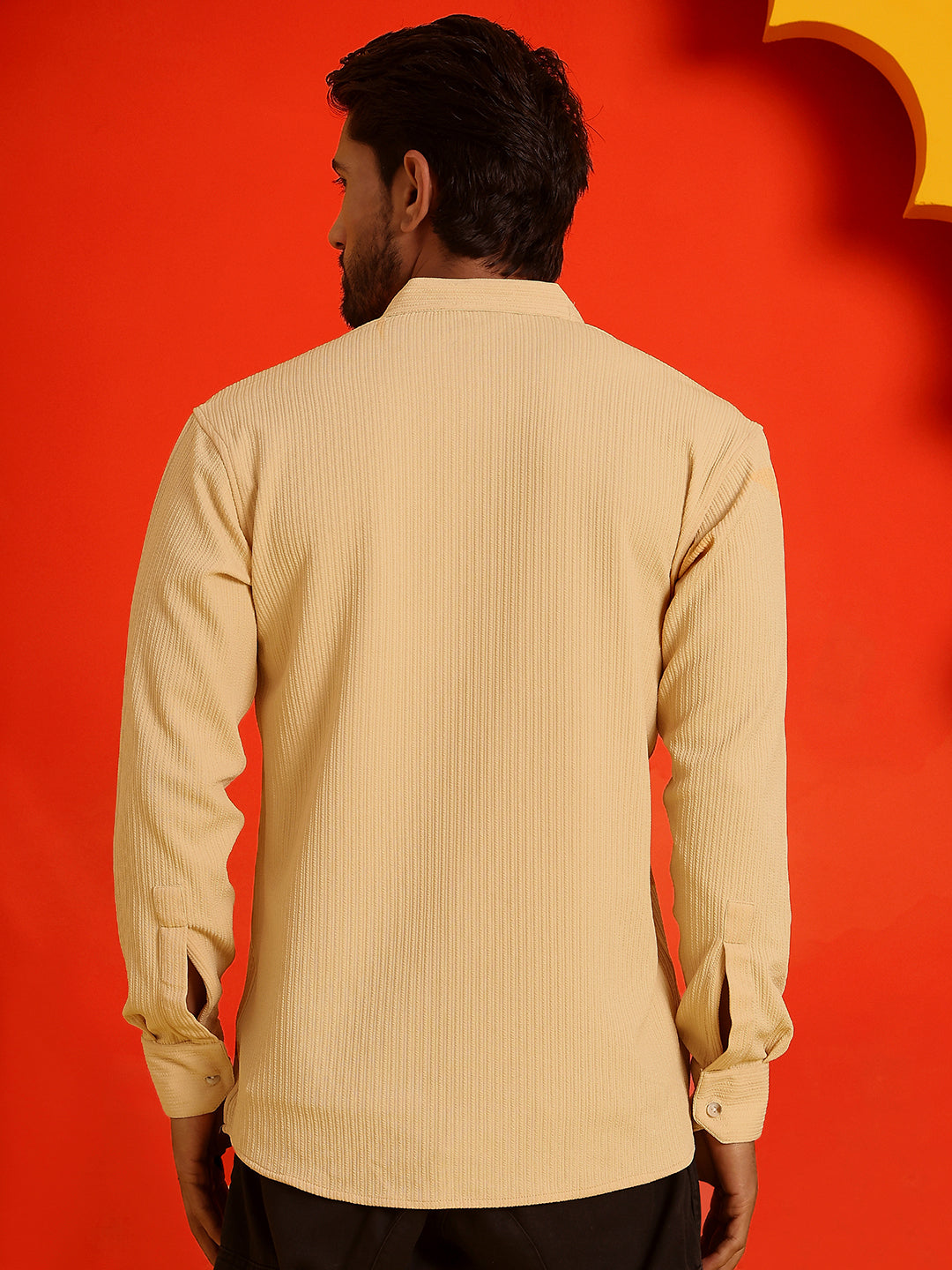 Solid Cotton Blend Short Kurta ( KO 5215 Beige )