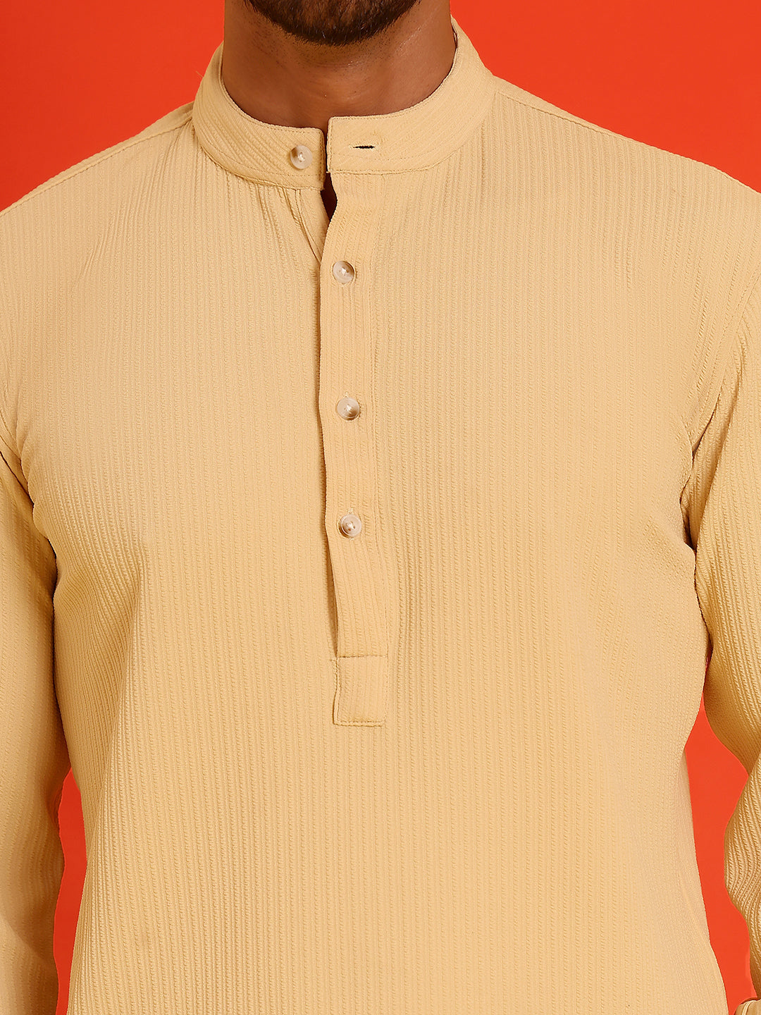 Solid Cotton Blend Short Kurta ( KO 5215 Beige )