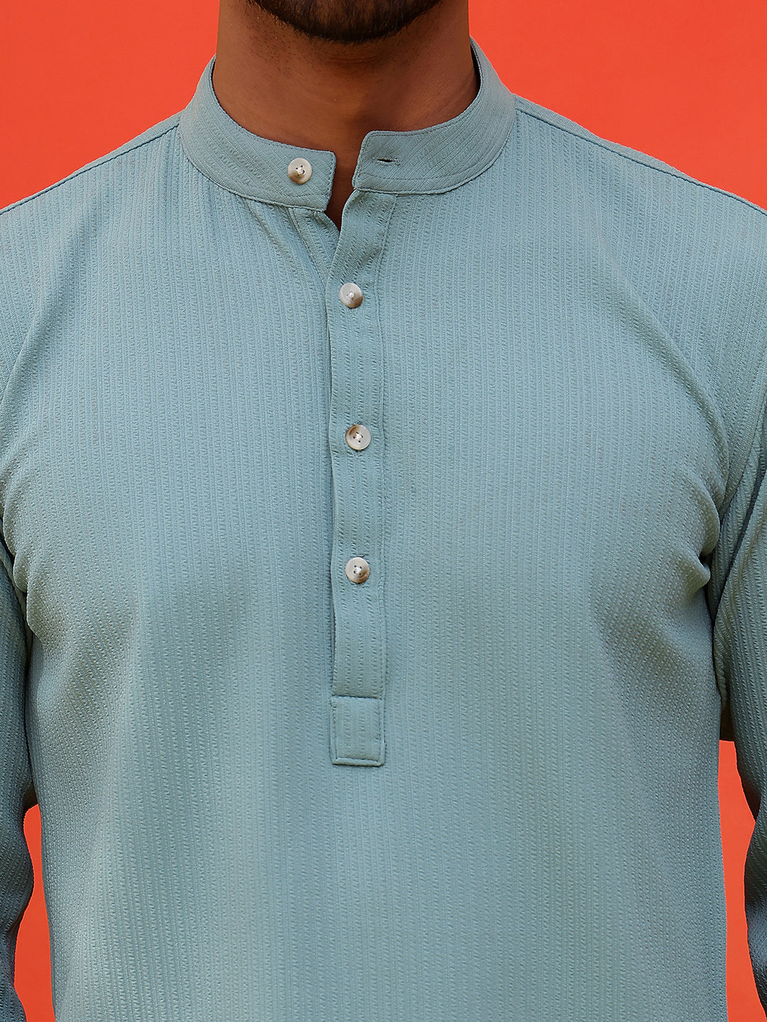 Solid Cotton Blend Short Kurta ( KO 5215 Sky )