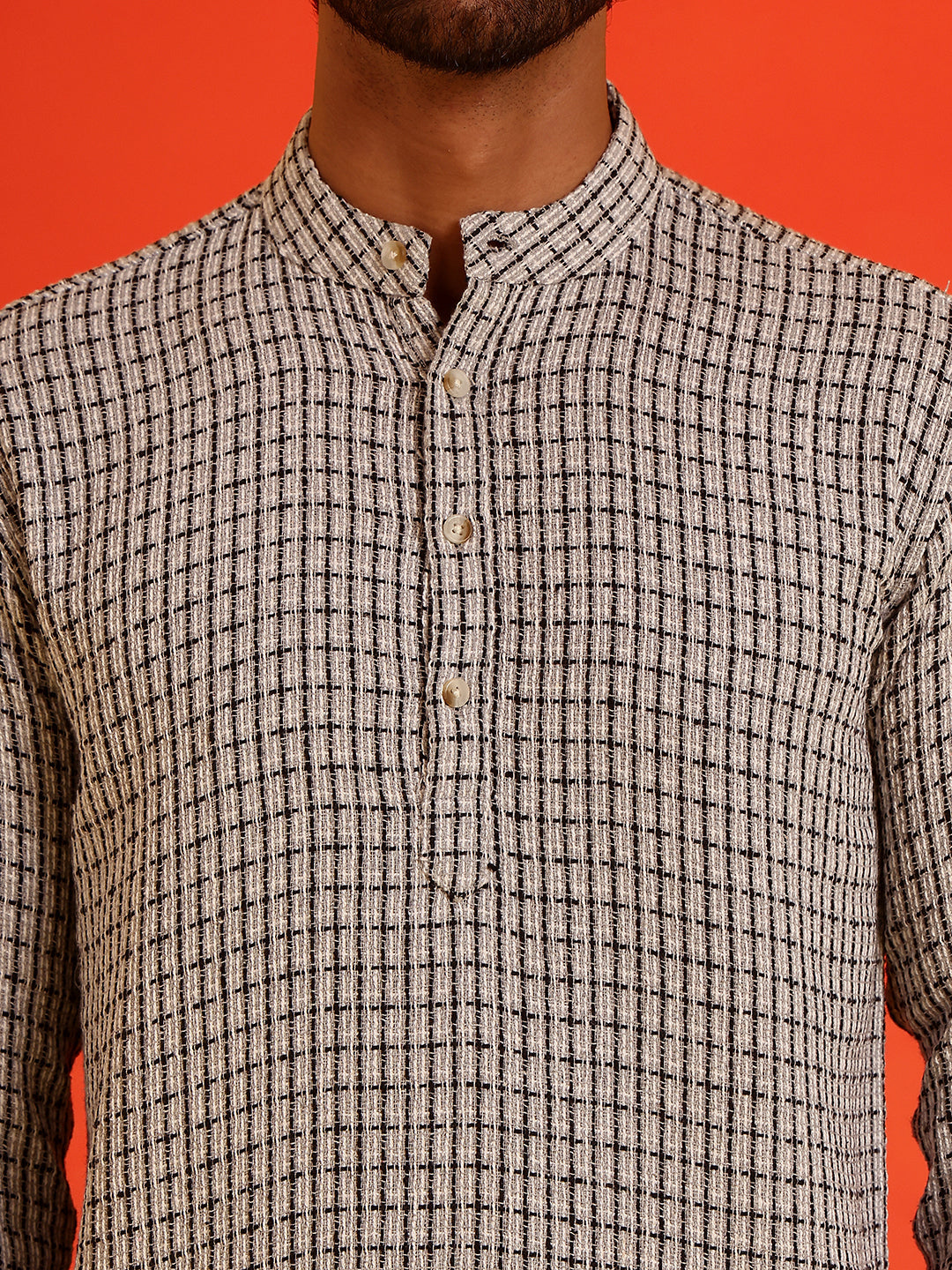 Checked Cotton short Kurtas ( KO 5217 Grey )