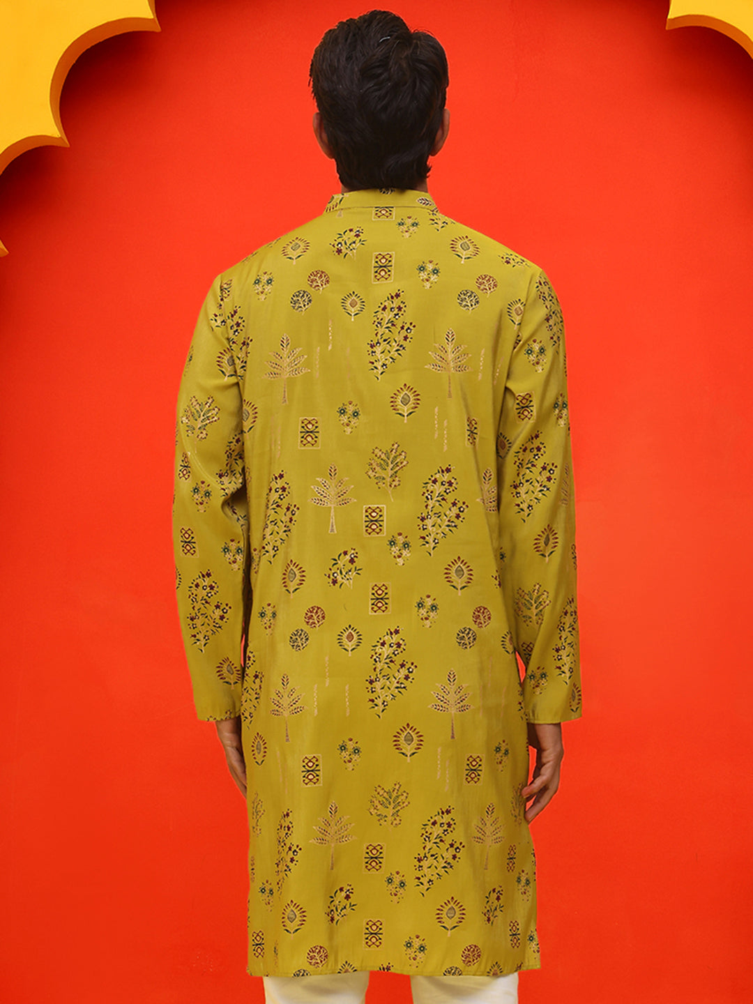 Printed Silk Blend Straight Kurtas ( KO 5218 Mustard )