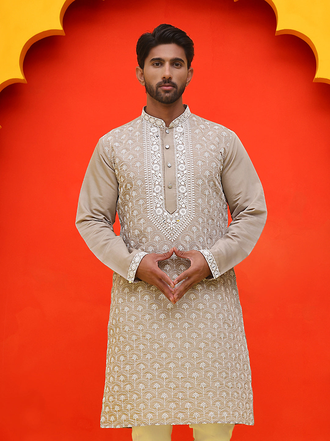 Embroidered Kurtas For Men ( KO 5220 Grey )