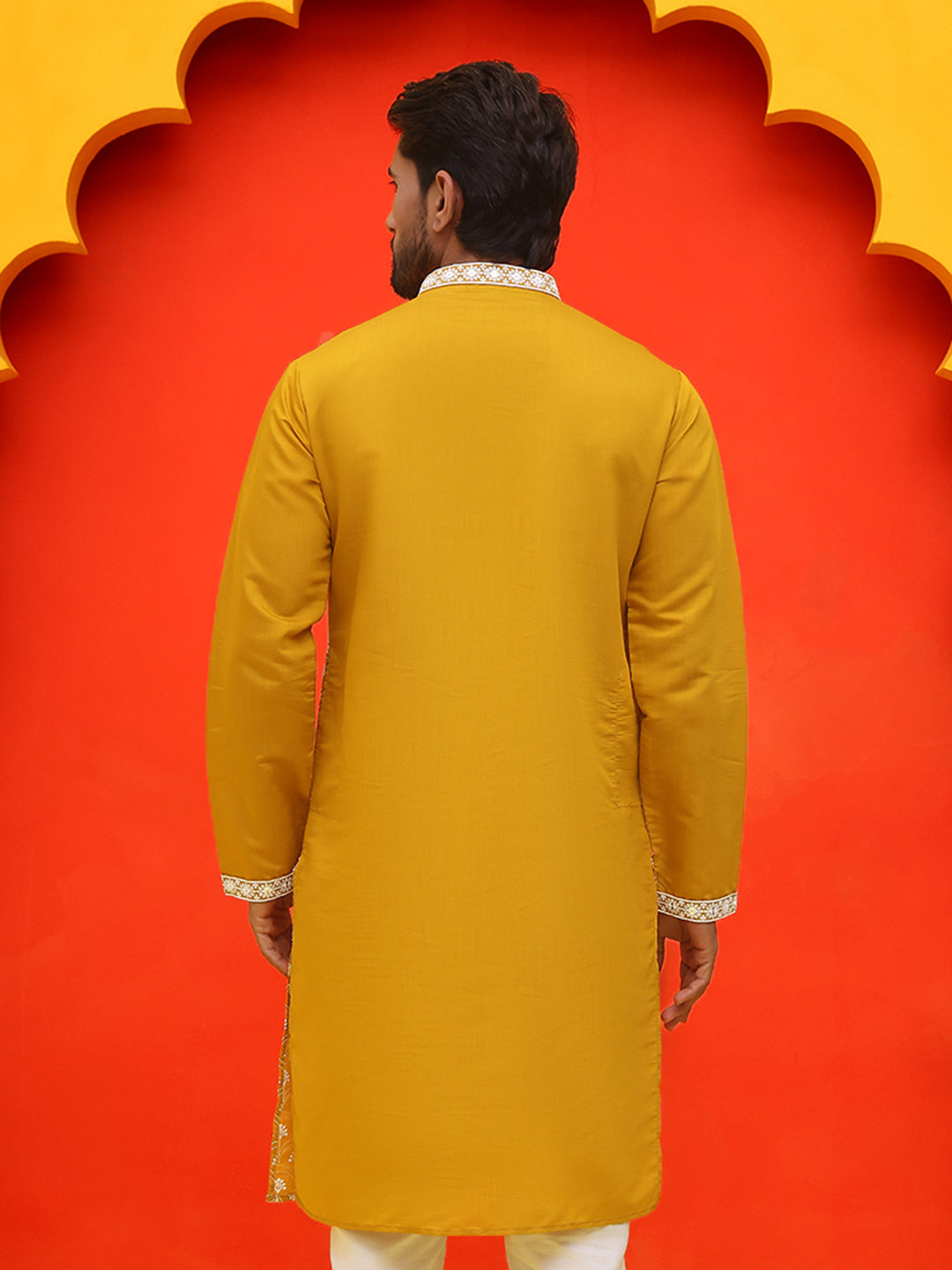 Embroidered Kurtas For Men ( KO 5220 Mustard )
