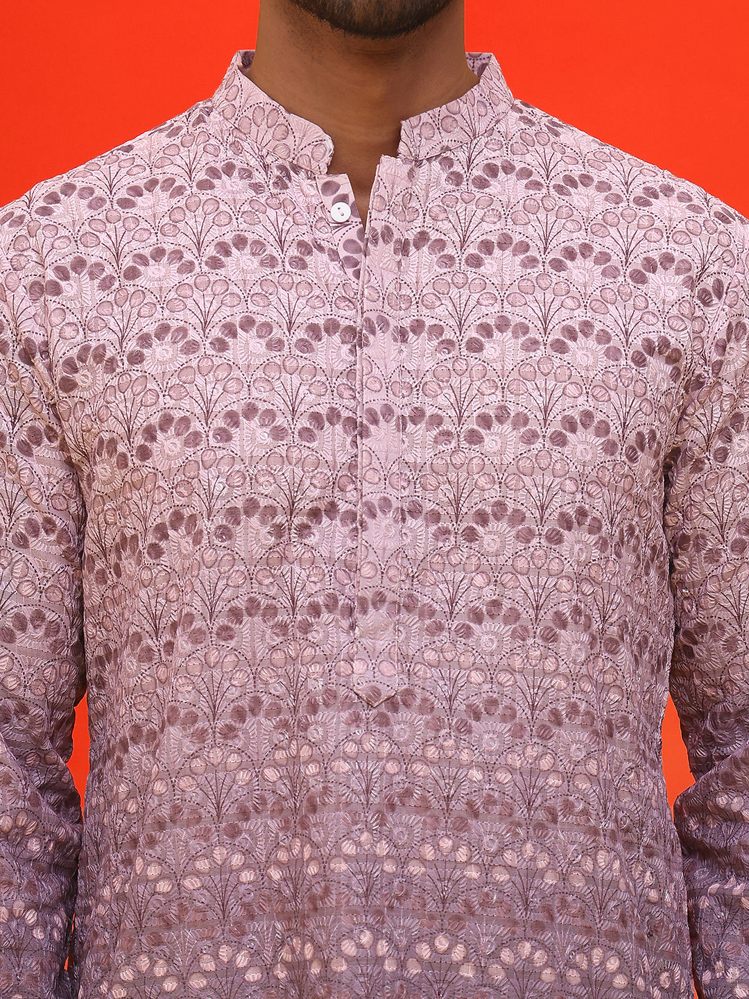 Ombre Printed & Embroidered Kurtas ( KO 5222 Purple )