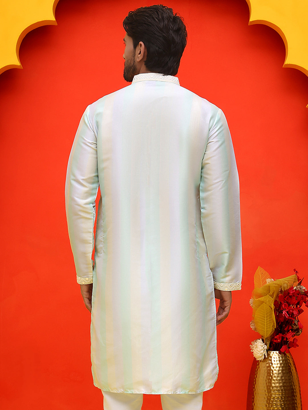 Embroidered and mirror work straight Kurtas For Men, ( KO 5231 Multi )