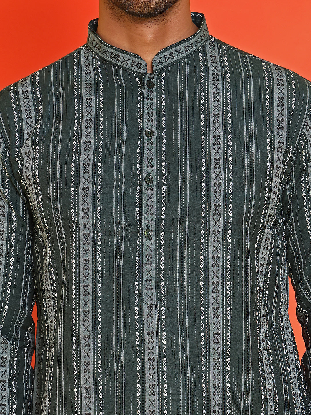 Self Design Straight Kurta For Men ( KO 5232 Olive )