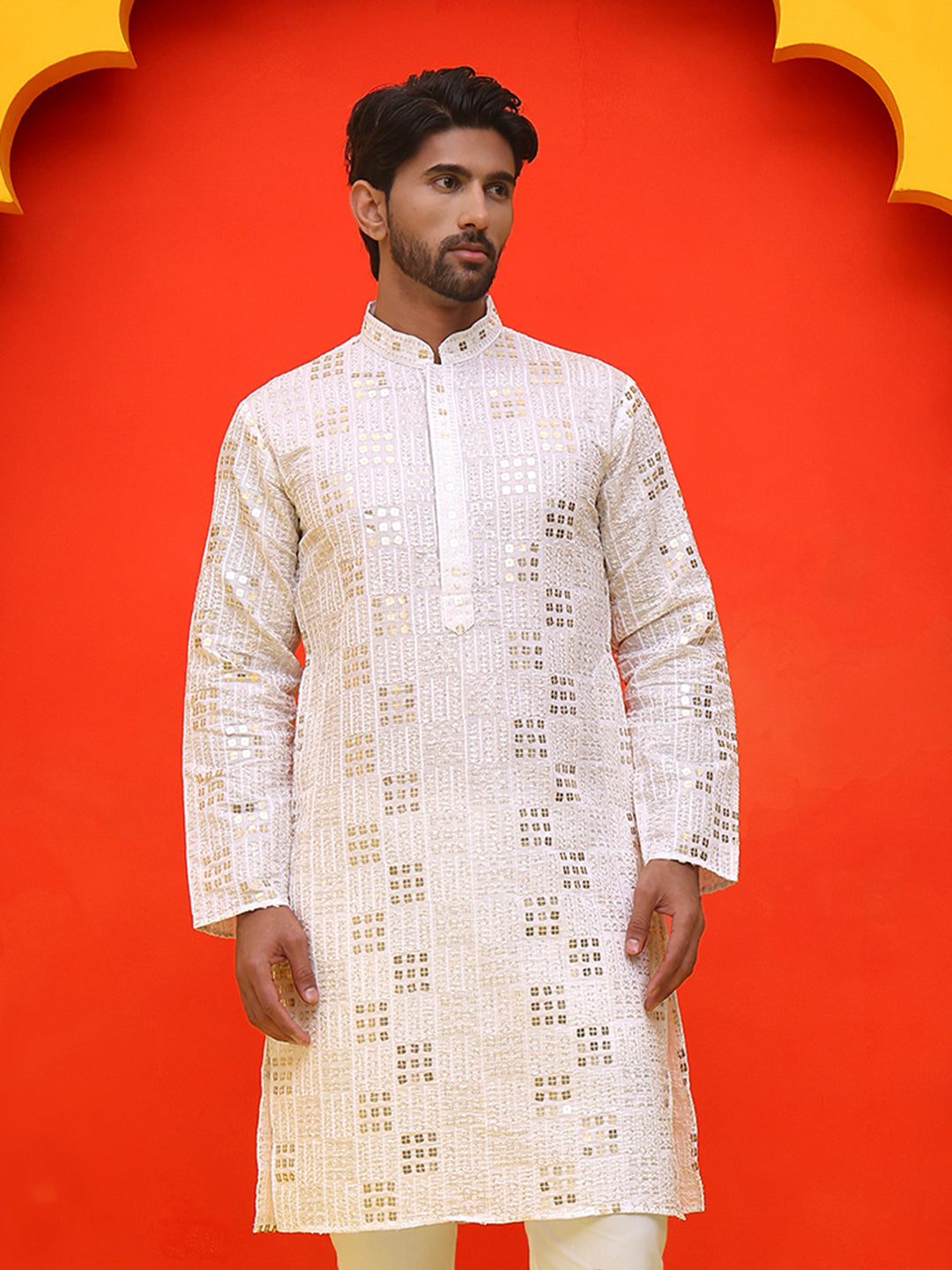 Embroidered & Sequins Kurtas ( KO 5233 White )