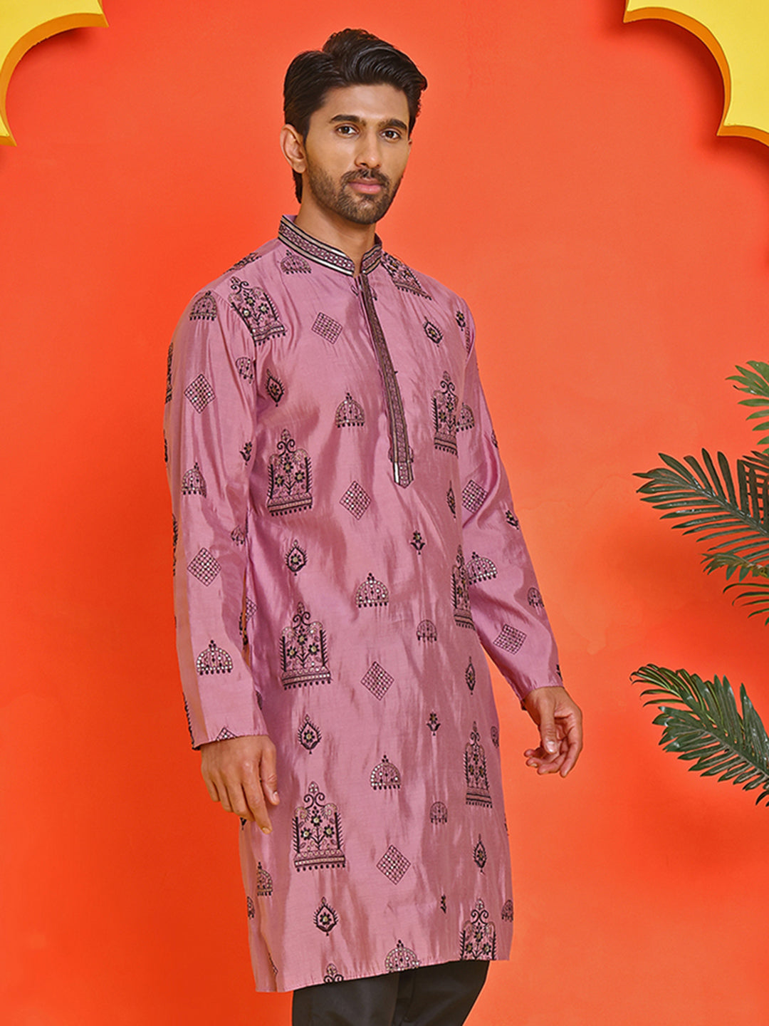 Embroidered Silk Blend Kurtas ( KO 5234 Magenta )