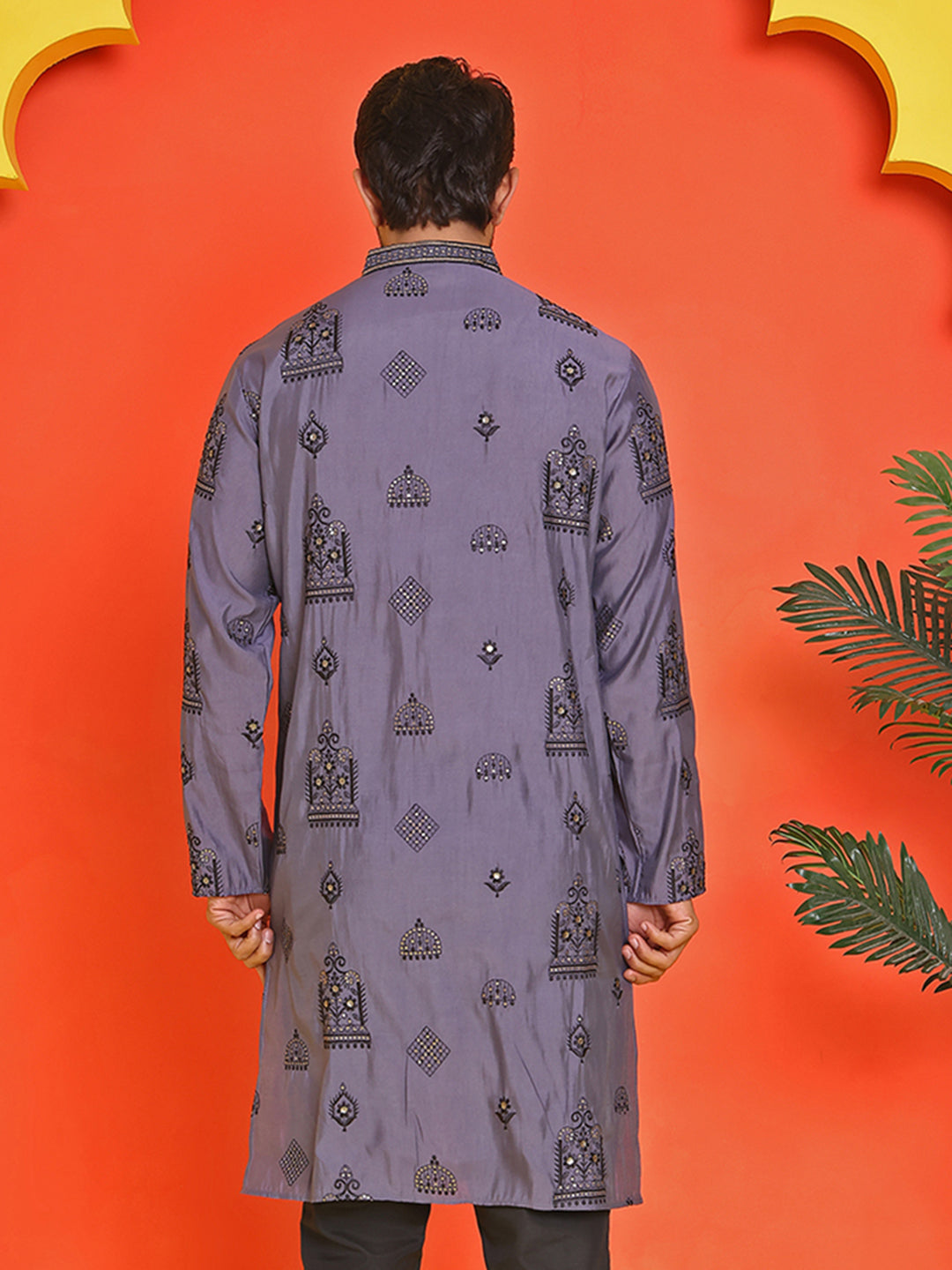 Embroidered Silk Blend Kurtas ( KO 5234 Purple )