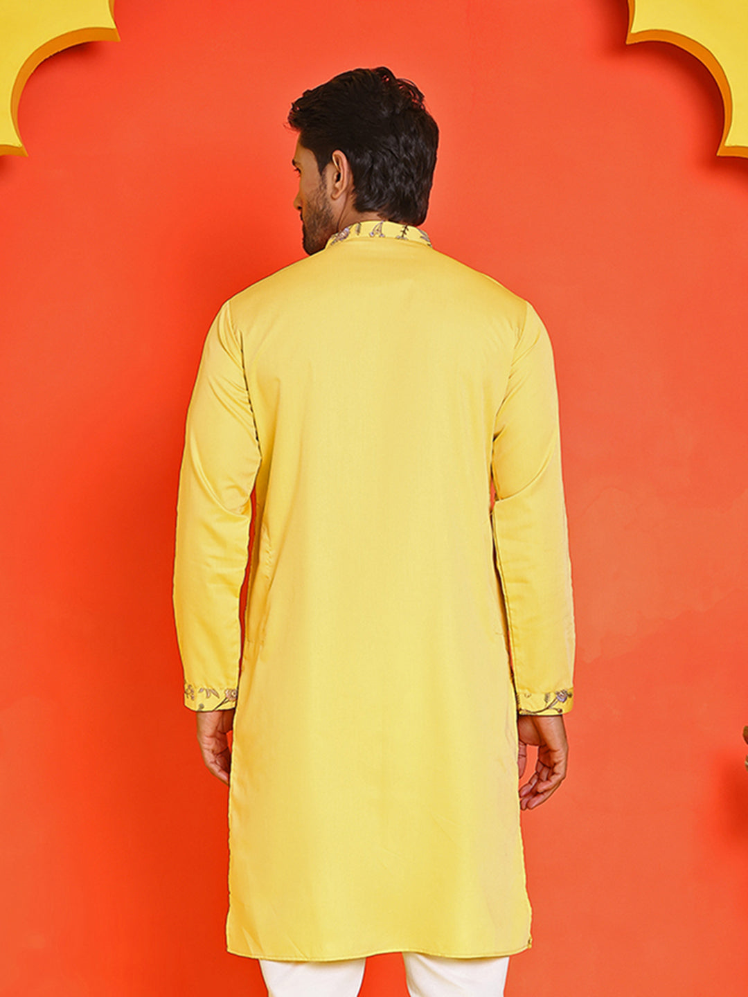Floral Embroidered Straight Kurtas ( KO 5236 Yellow )
