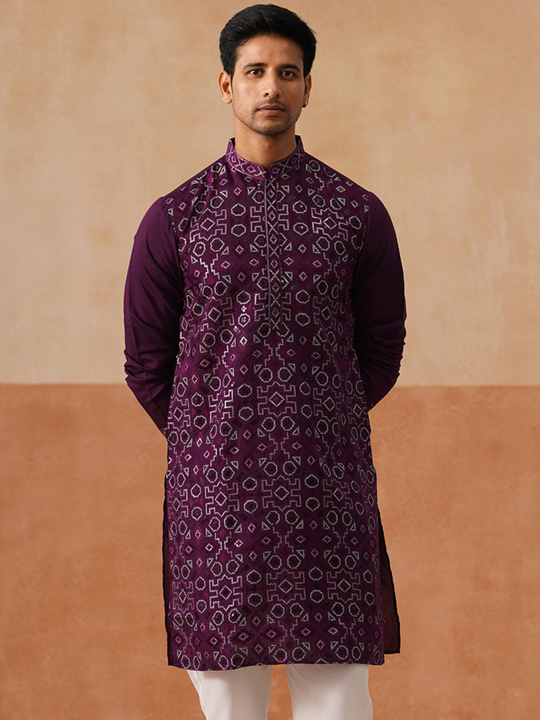 Ethnic Kurtas in Luxurious Silk Blend ( KO 5295 Purple )