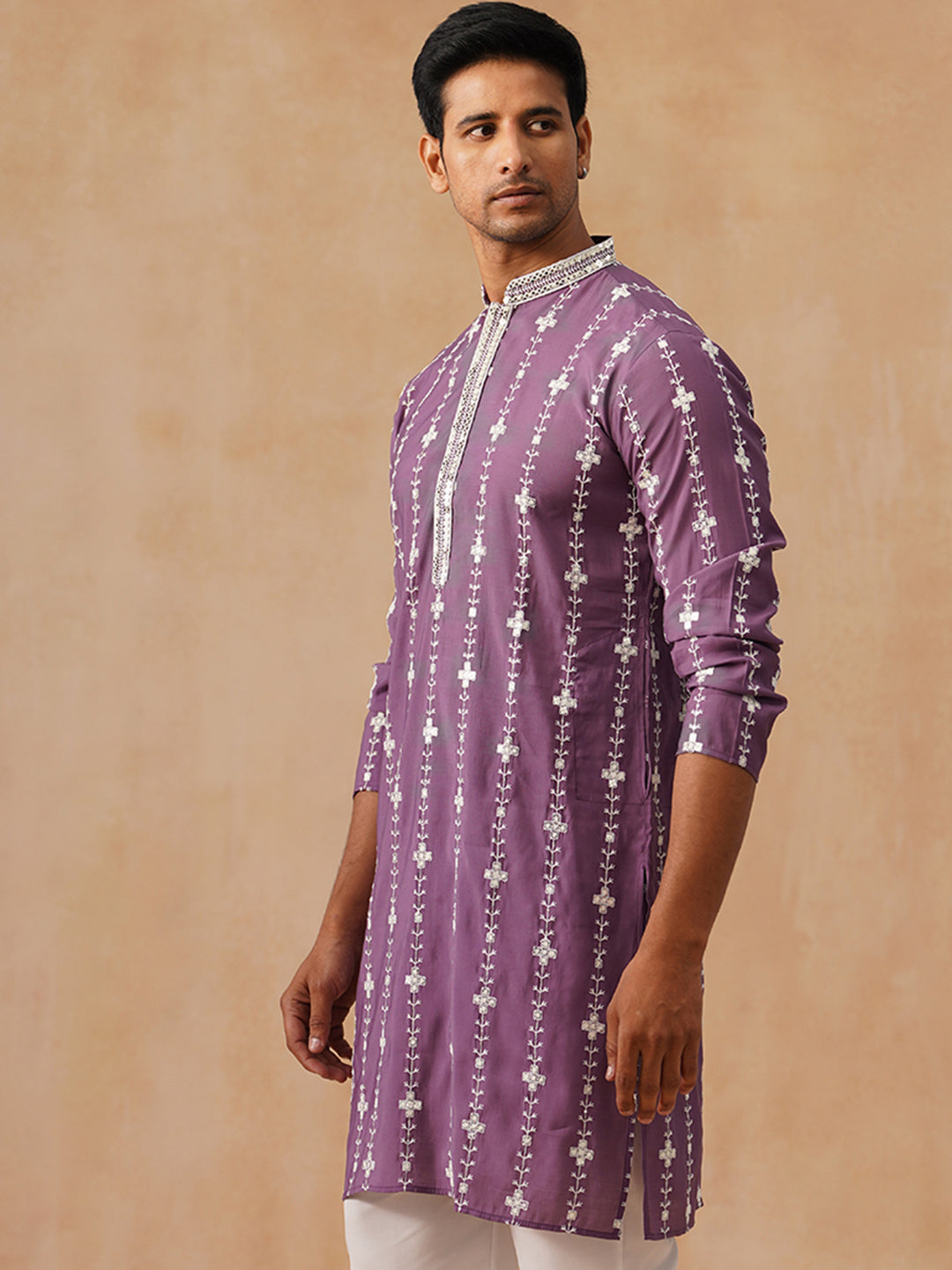 Classic Embroidered Kurtas ( KO 5299 Purple )