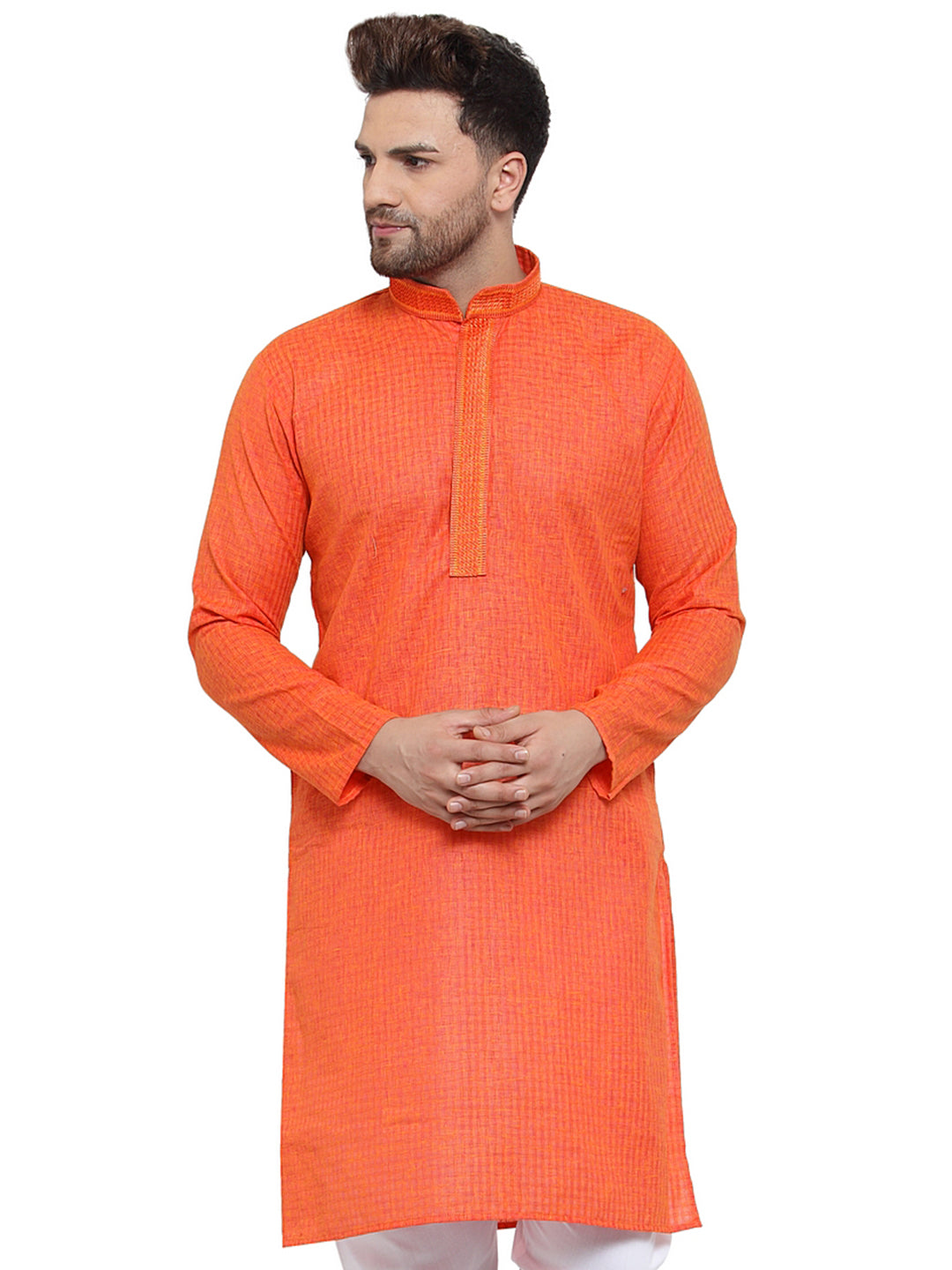 Jompers Men's D-Orange Woven Kurta Only ( KO 617Dark-Orange )