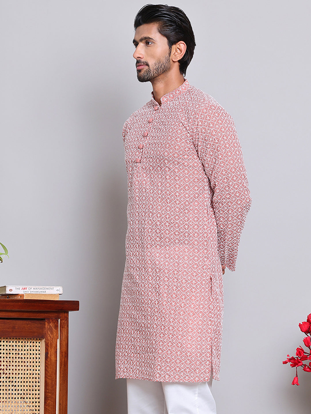 Floral Embroidered Kurtas ( INKOO 626Coral )