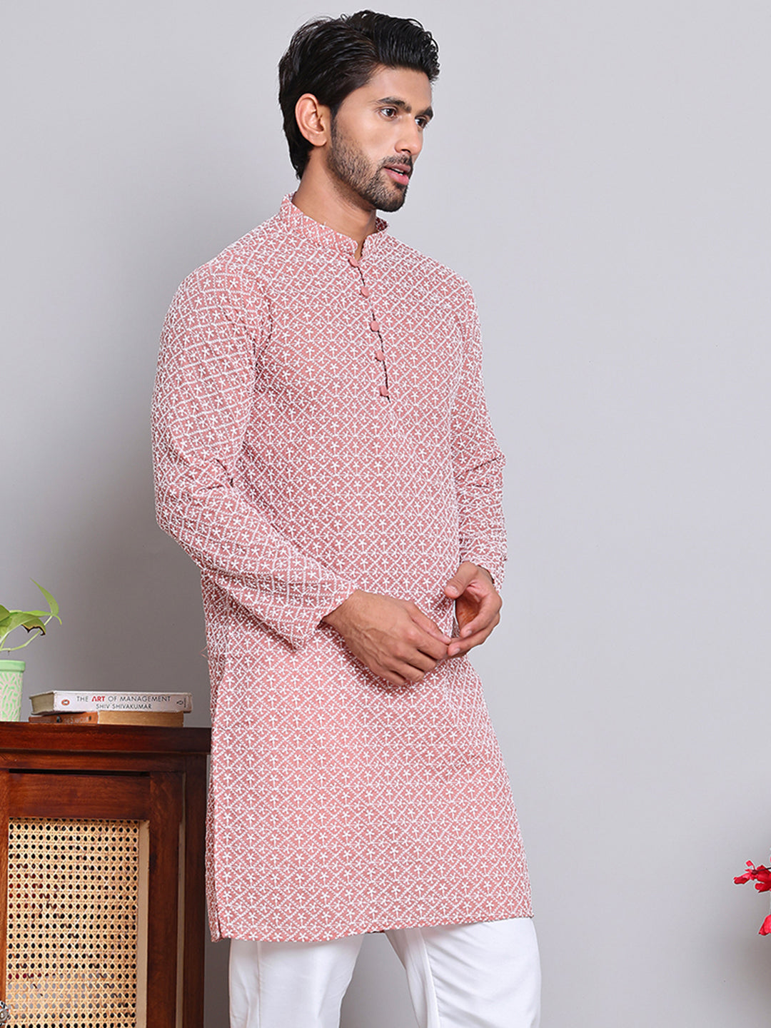 Floral Embroidered Kurtas ( INKOO 626Coral )