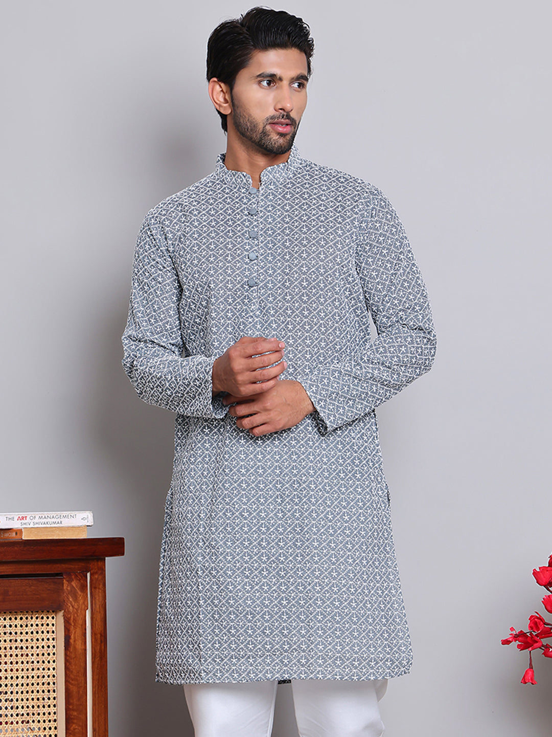 Floral Embroidered Kurtas ( INKOO 626Grey )