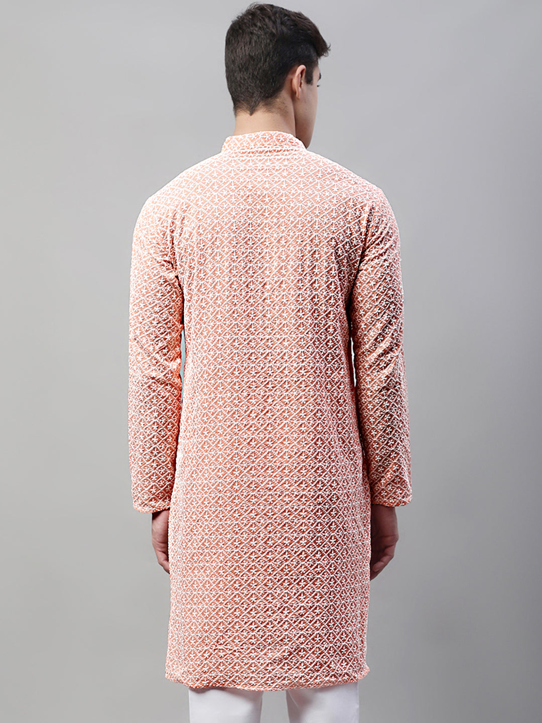 Jompers Men's Orange Embroidered Kurta Only ( KO 626Orange )