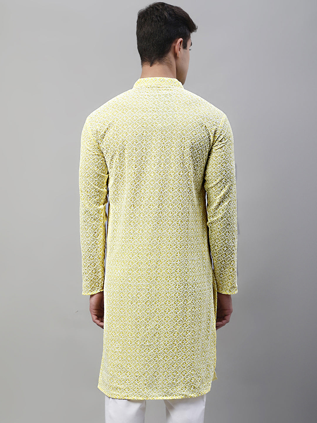 Jompers Men's Yellow Embroidered Kurta Only ( KO 626Yellow )