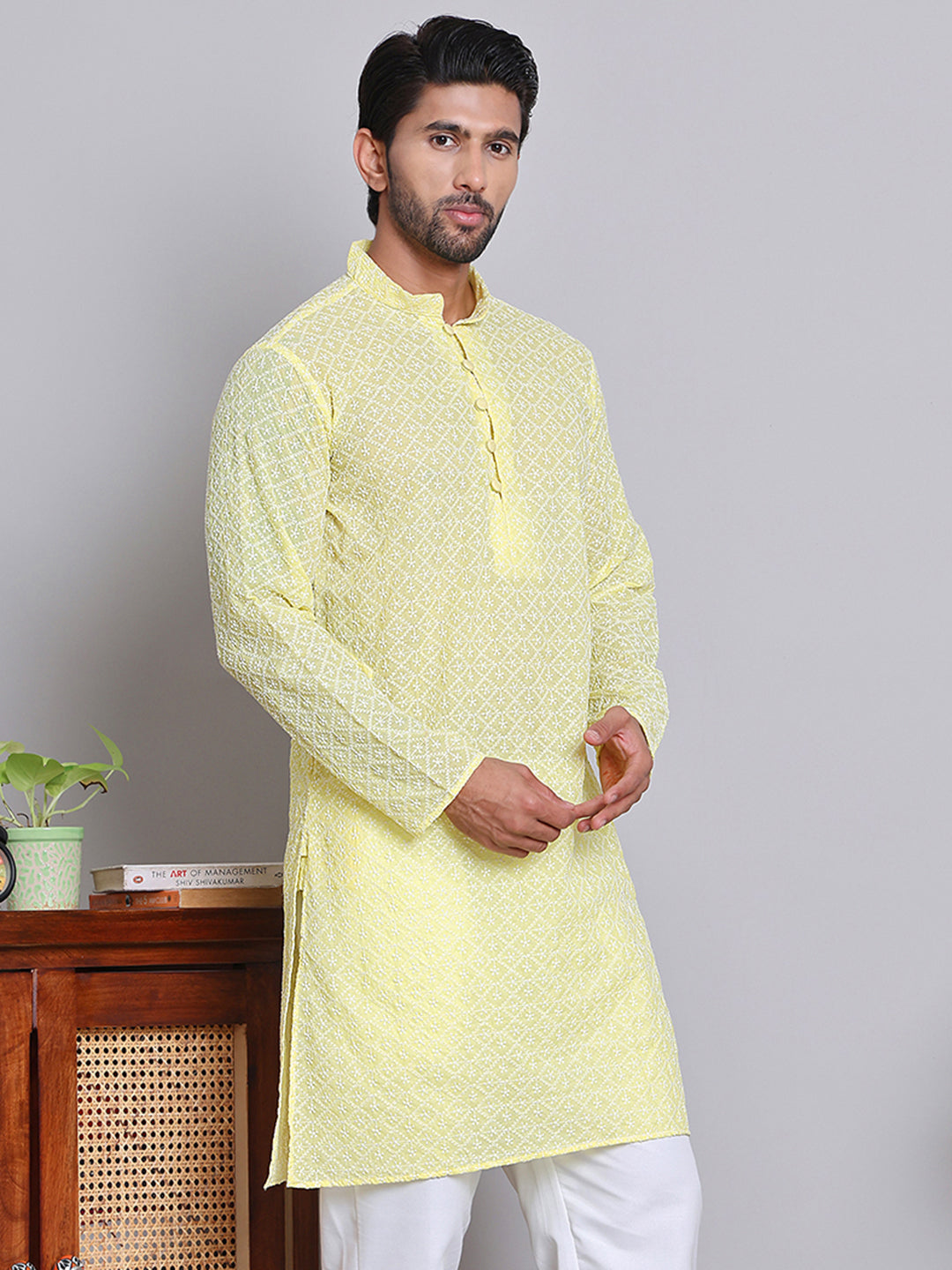 Floral Embroidered Kurtas ( INKOO 626Yellow )