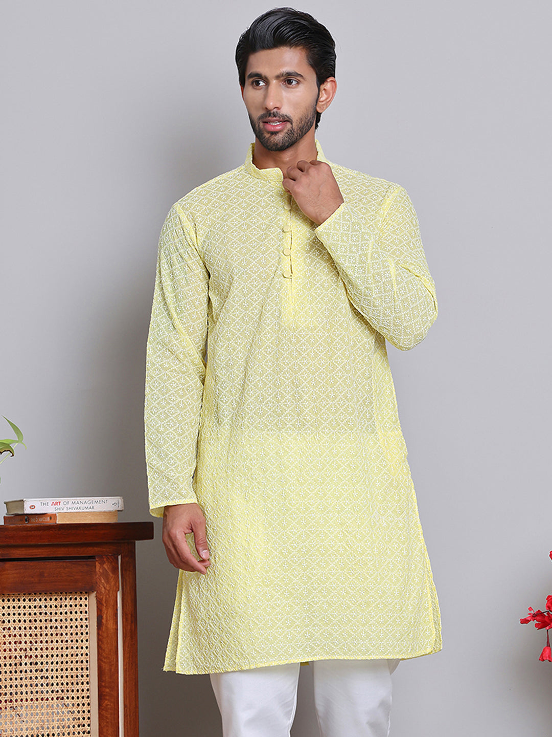 Floral Embroidered Kurtas ( INKOO 626Yellow )