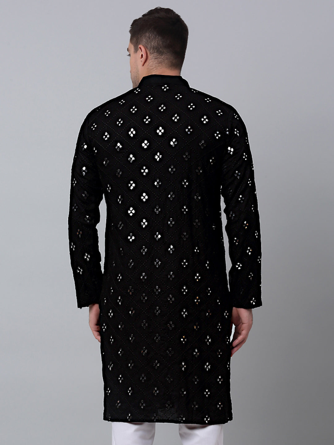 Jompers Men's Black Printed Mirror Kurta Only ( KO 646Black )