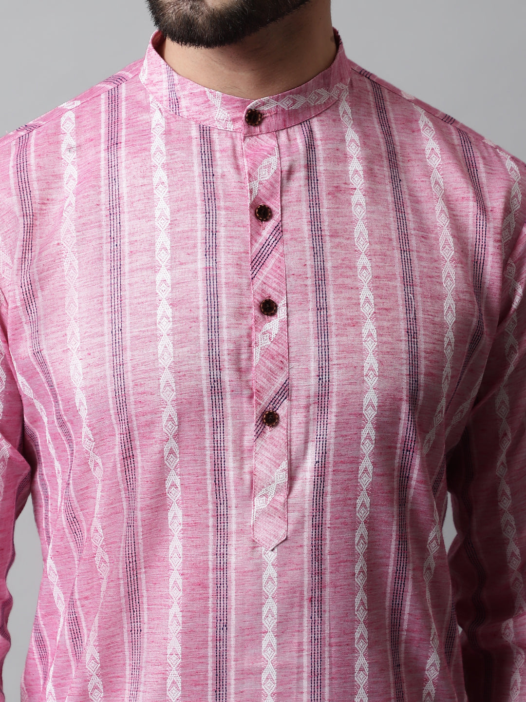 Men Pink Geomatric Printed Kurtas