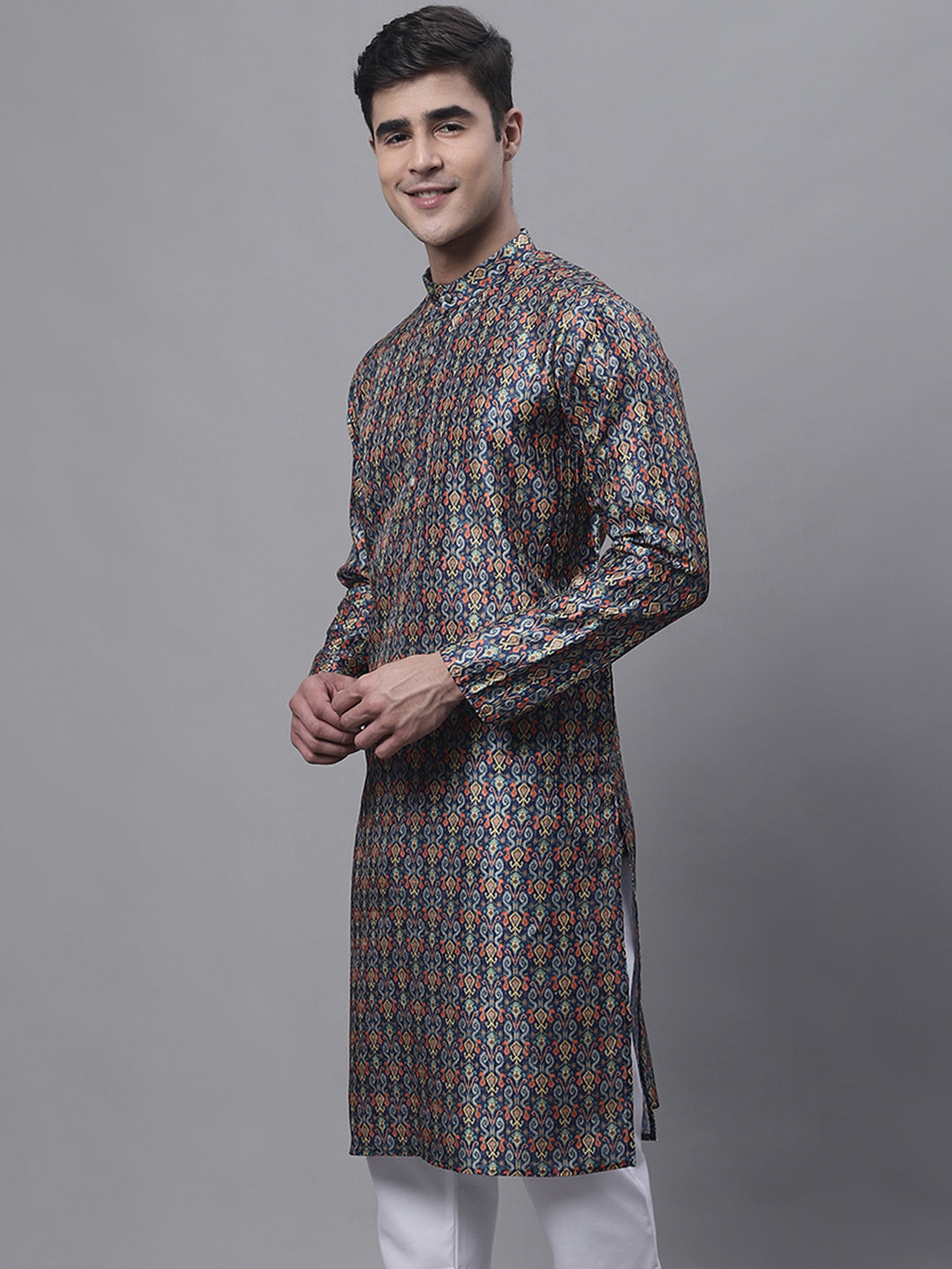 Men's Navy Digital Printed Kurtas