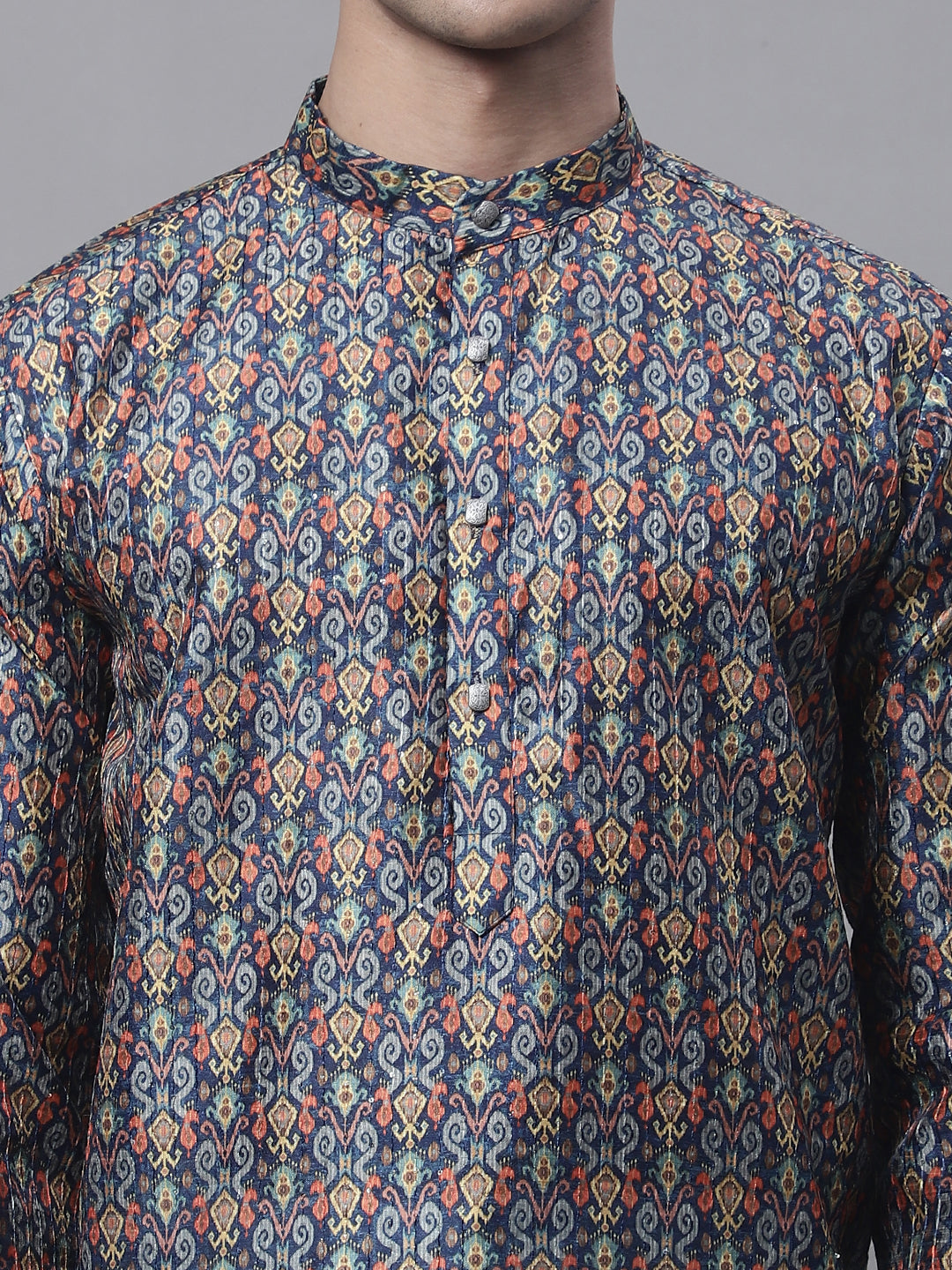 Men's Navy Digital Printed Kurtas