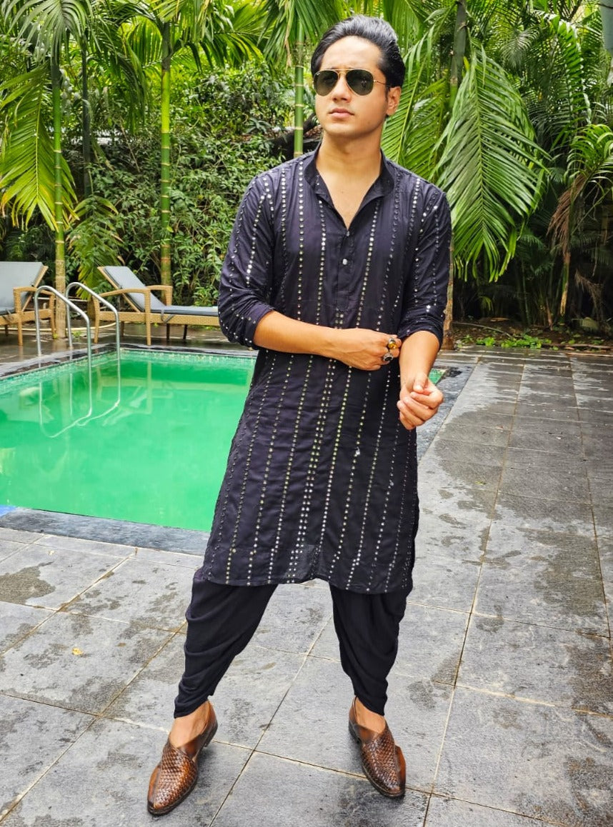 Men's Embroidered Mirror Work Kurtas