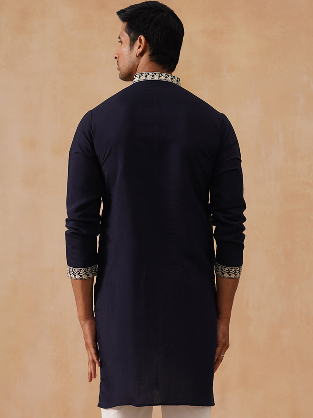 Silk Blend Embroidered Kurtas ( KO 5287 Black )