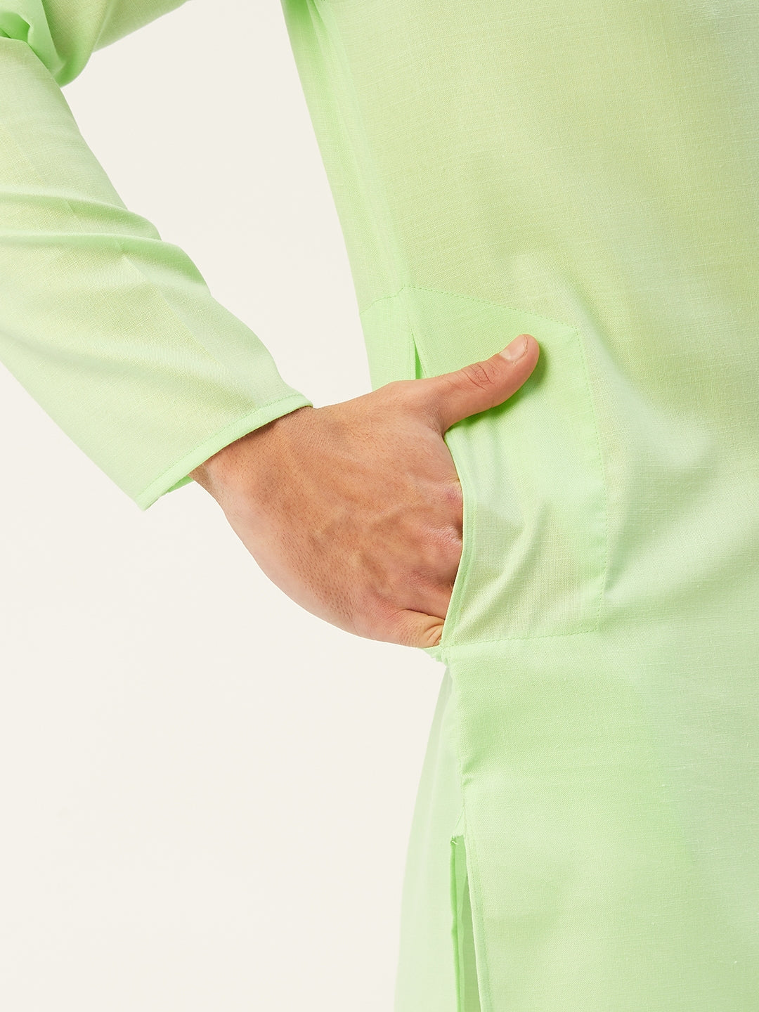 Jompers Men's Lime Cotton Solid Kurta Only ( KO 611Lime )