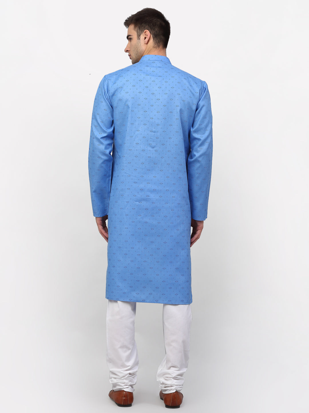 Jompers Men's Sky Printed Cotton Kurta Only ( KO 614Sky )