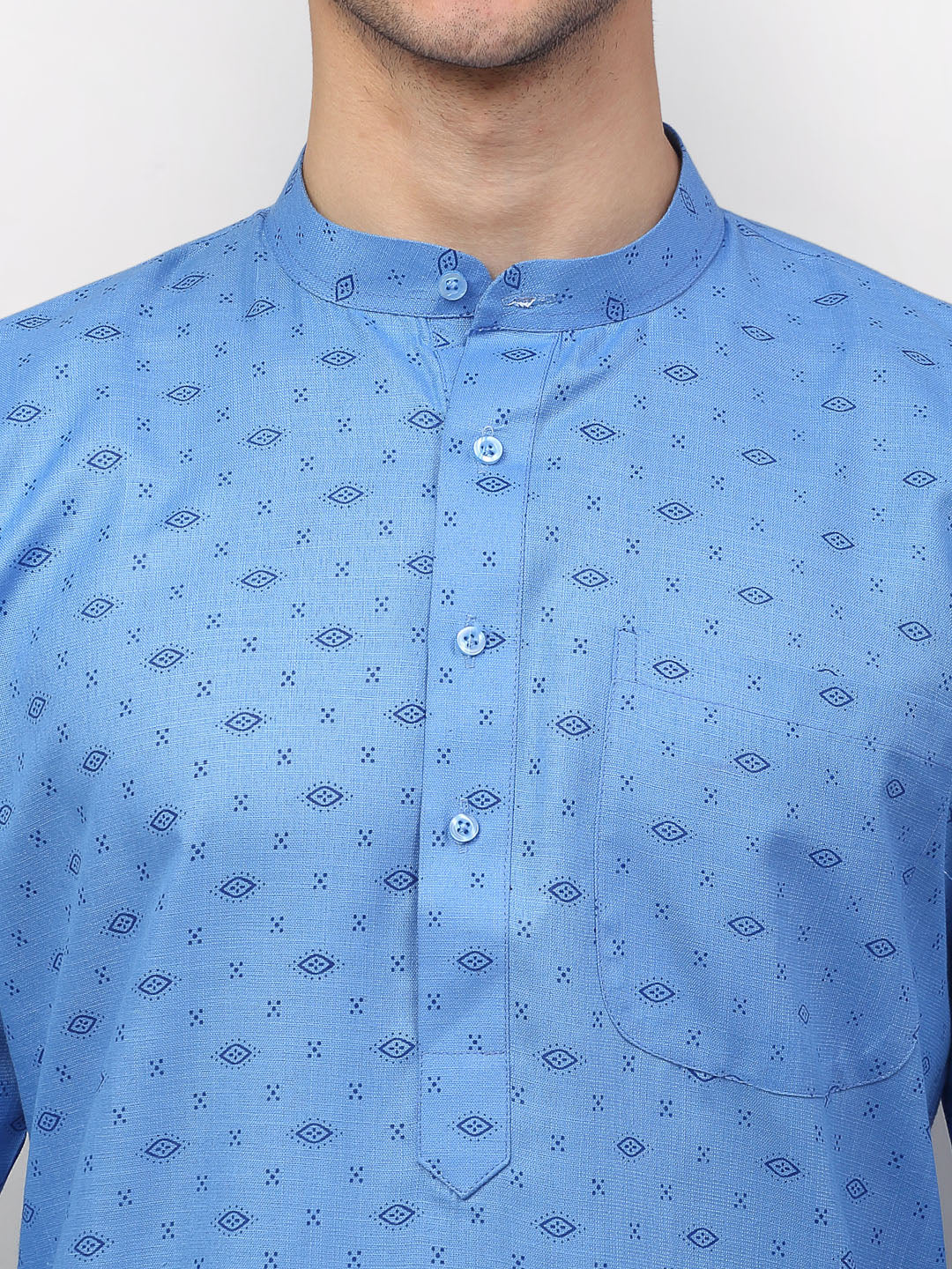 Jompers Men's Sky Printed Cotton Kurta Only ( KO 614Sky )