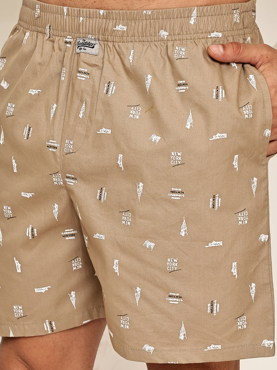 Men’s Soft & Breathable Printed Cotton Boxers ( RDBX 155Beige )