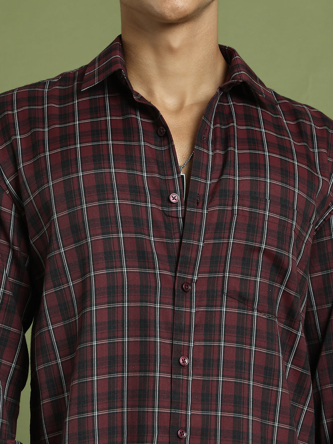 Men's Checked Casual Shirt ( RDSH 004Maroon )