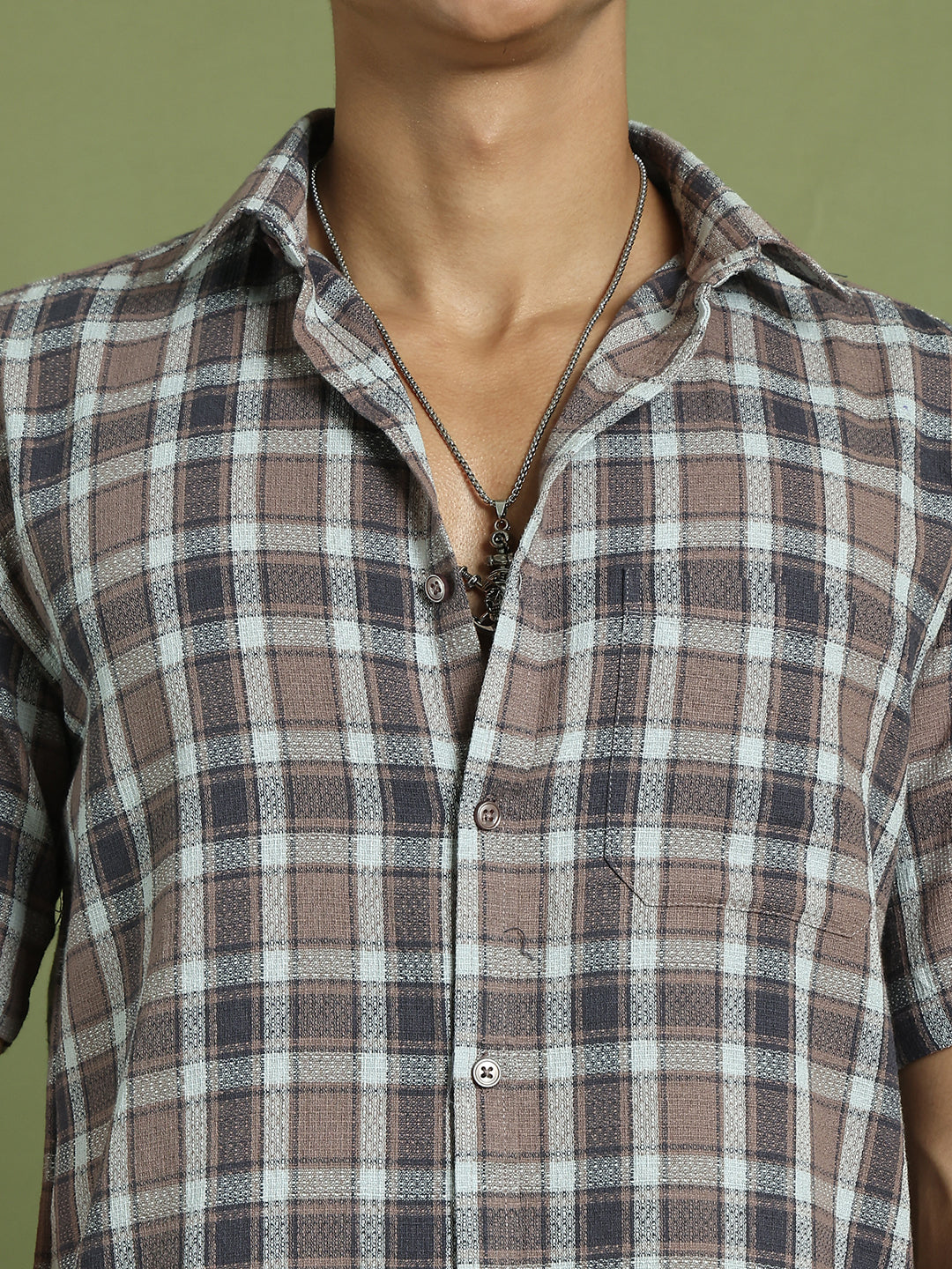 Checked Casual Shirt For Men ( RDSH 005Brown )
