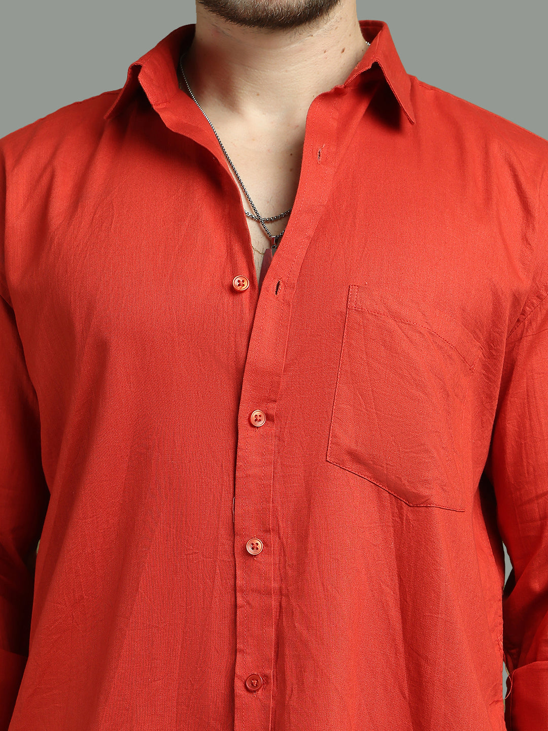 Solid Casual Shirt for Men ( RDSH 006Dark-Orange )