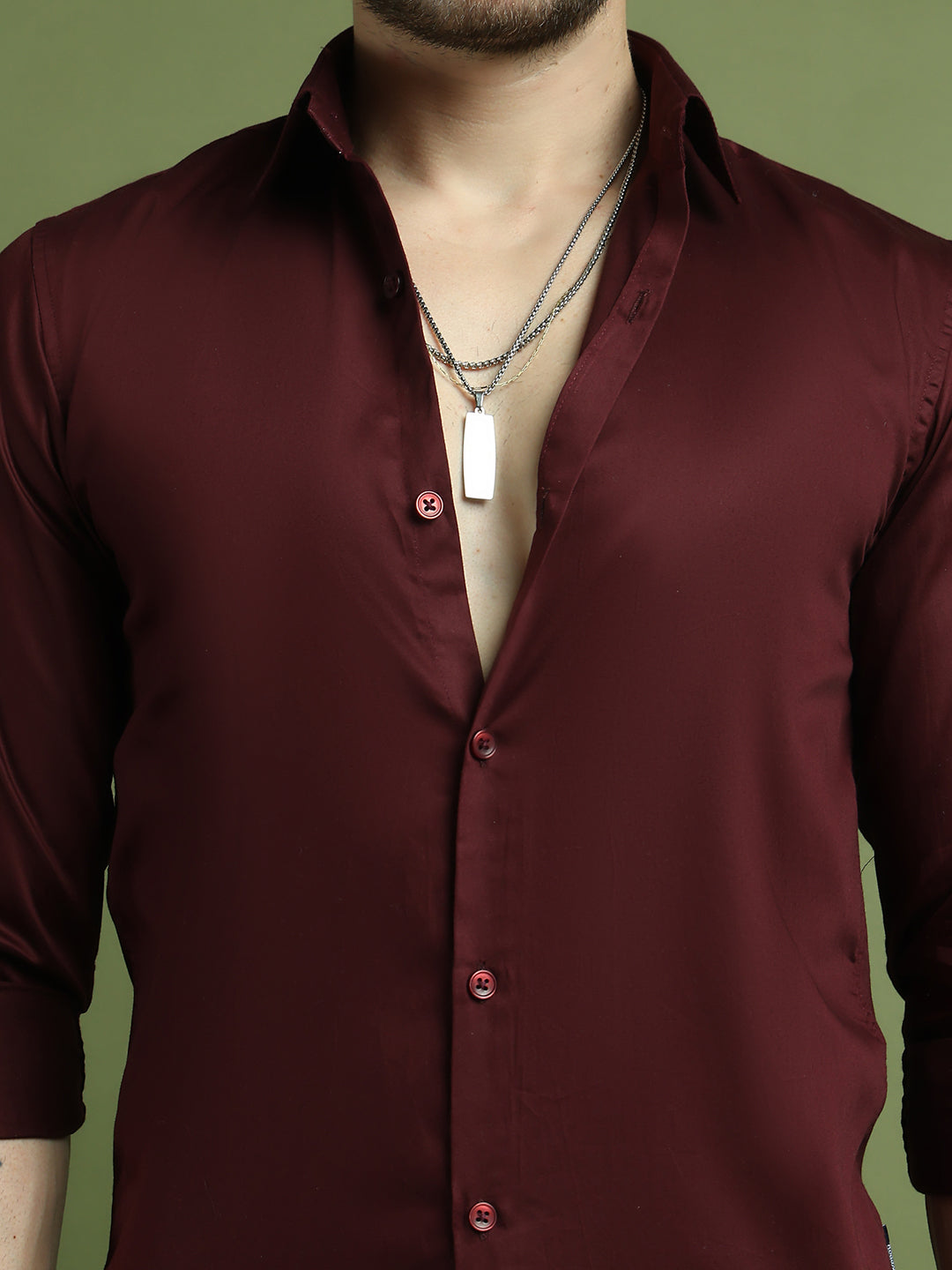 Satin Lycra Solid Casual Shirt for Men ( RDSH 008Maroon )